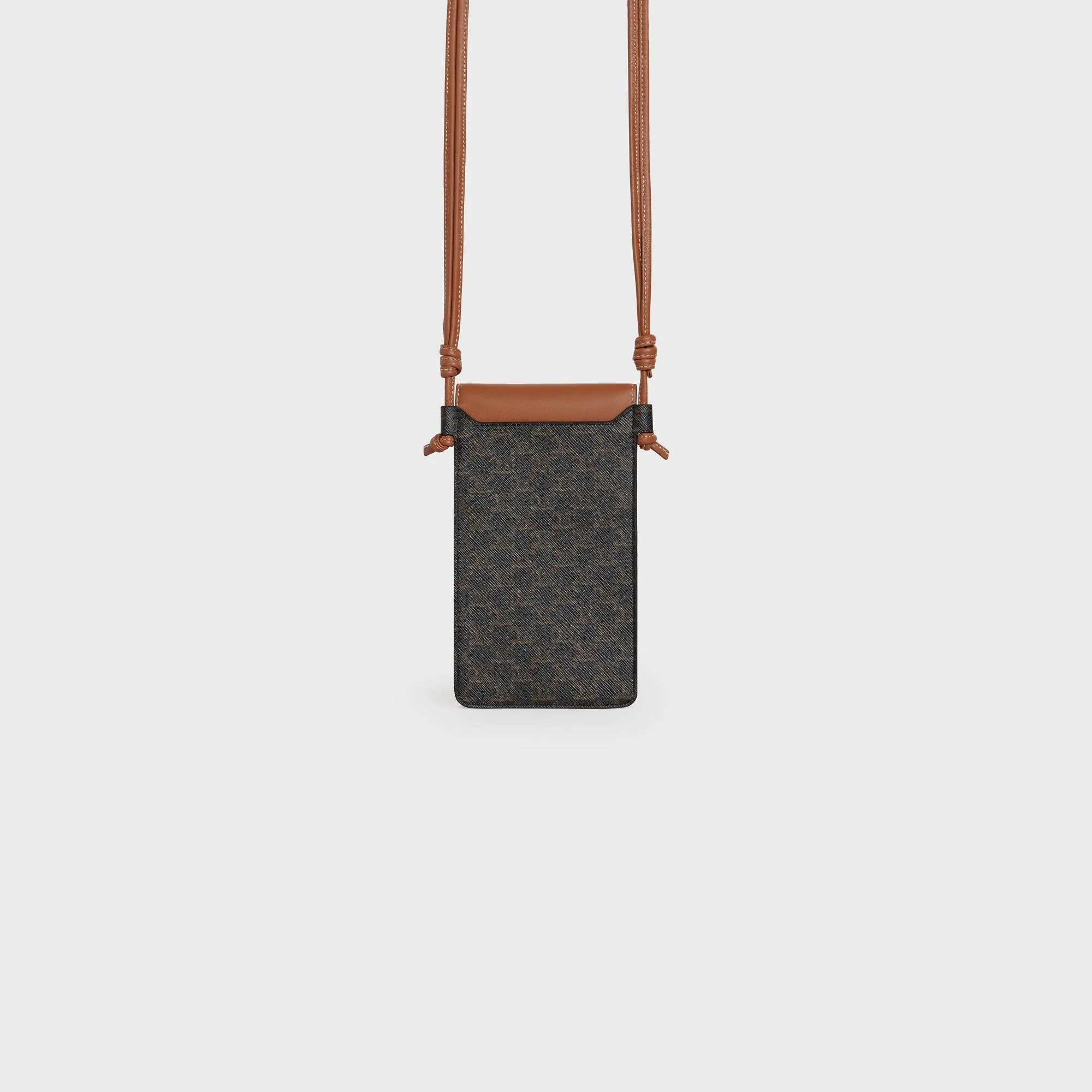 Triomphe Canvas Slg Phone Pouch With Flap & Lambskin - Tan - Image 4