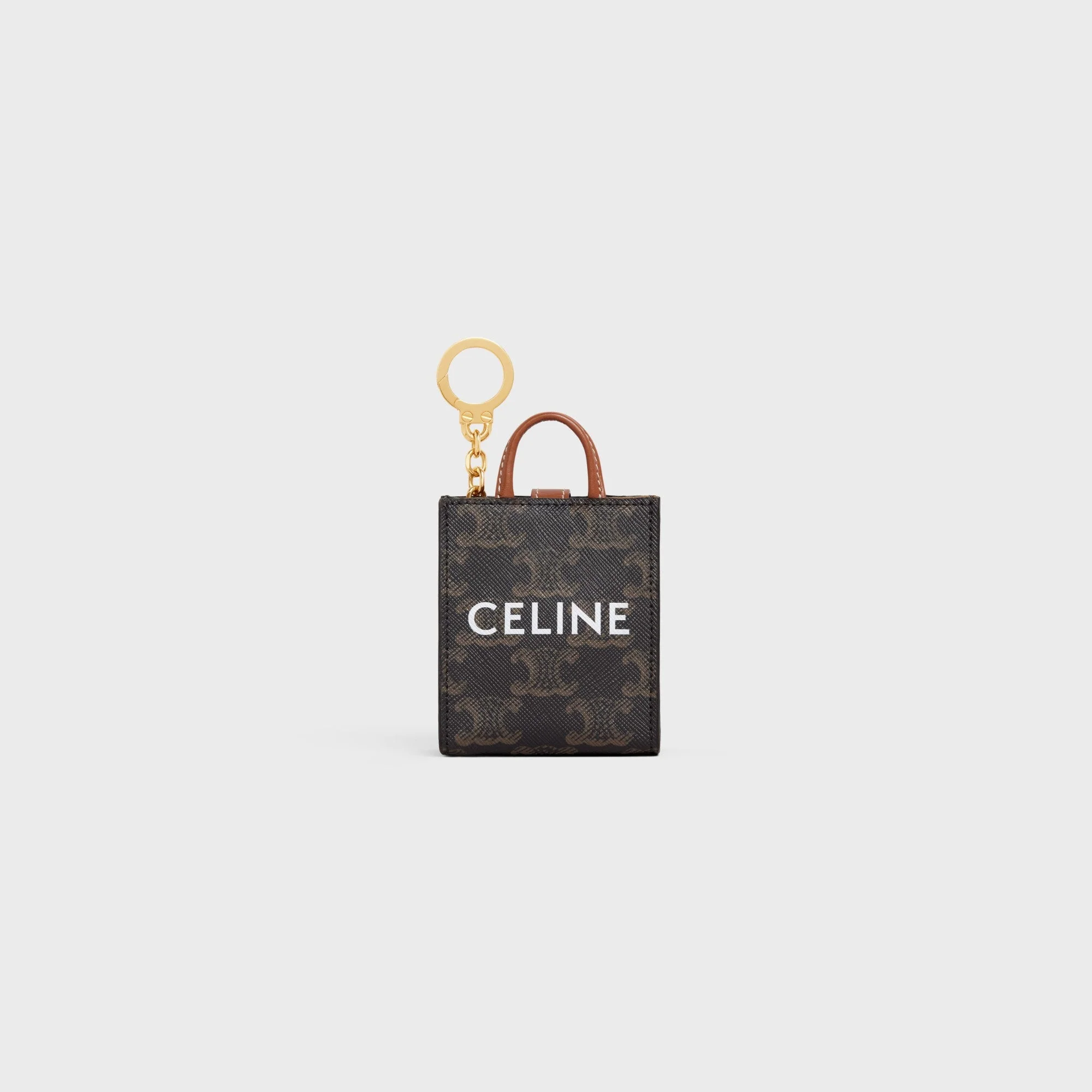 Triomphe Canvas Slg Micro Vertical Cabas & Calfskin - Tan