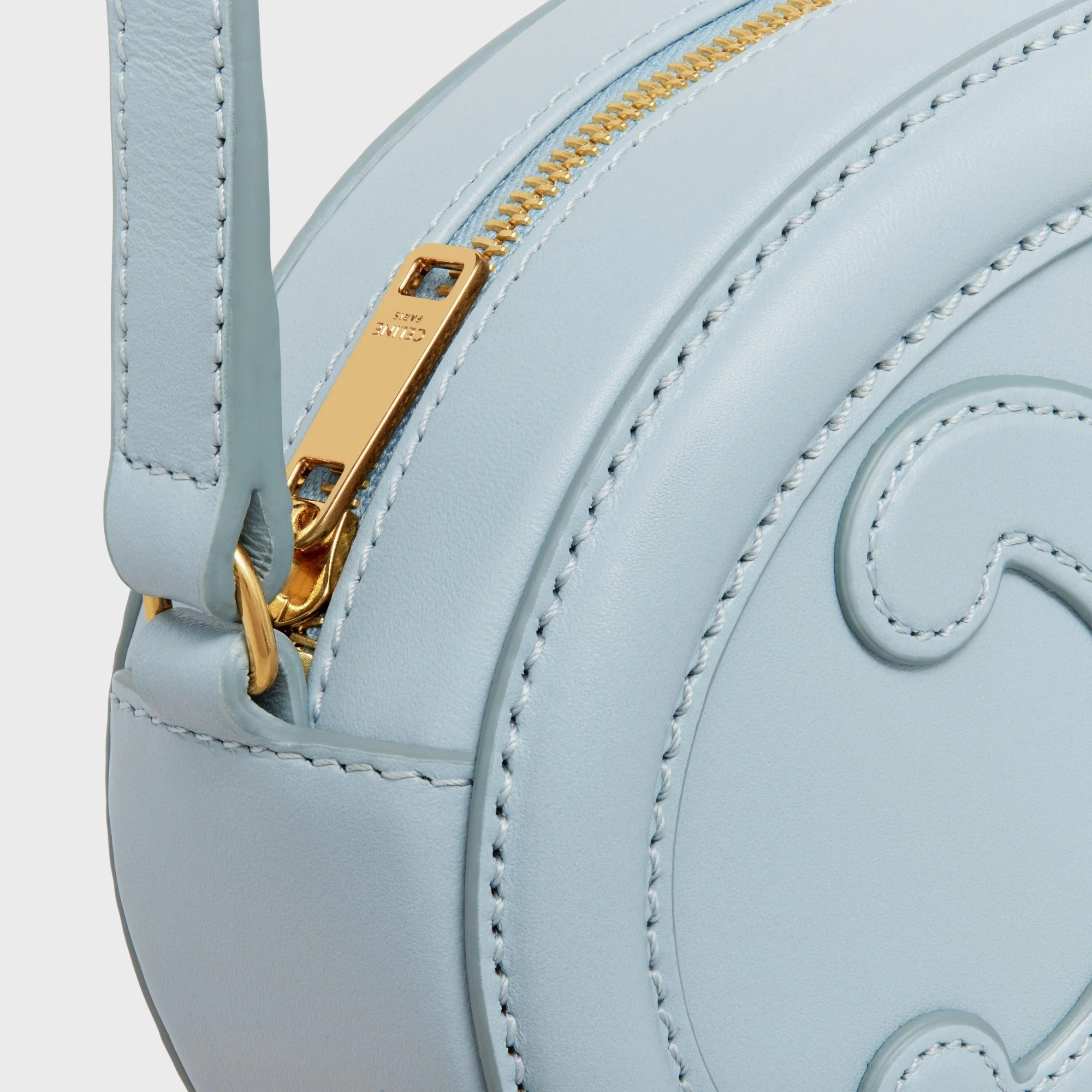 Cuir Triomphe Slg Crossbody Oval Purse Trio.Slg Smooth Calf. - Ice Blue - Image 7