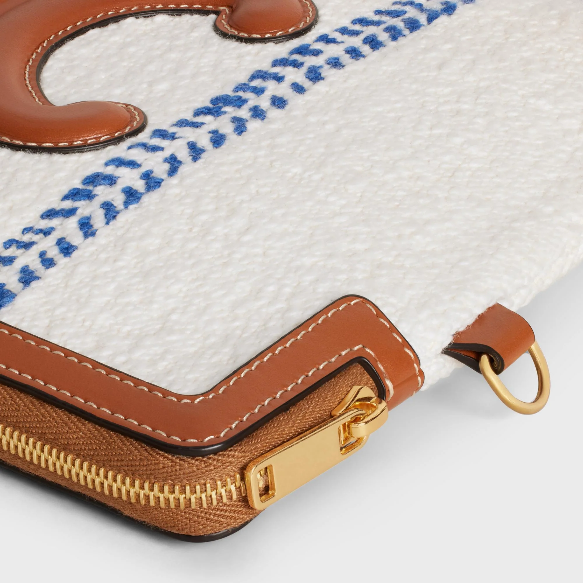 Cuir Triomphe Slg Small Pouch With Strap Striped Tex.Calf - Xhite/Blue - Image 5