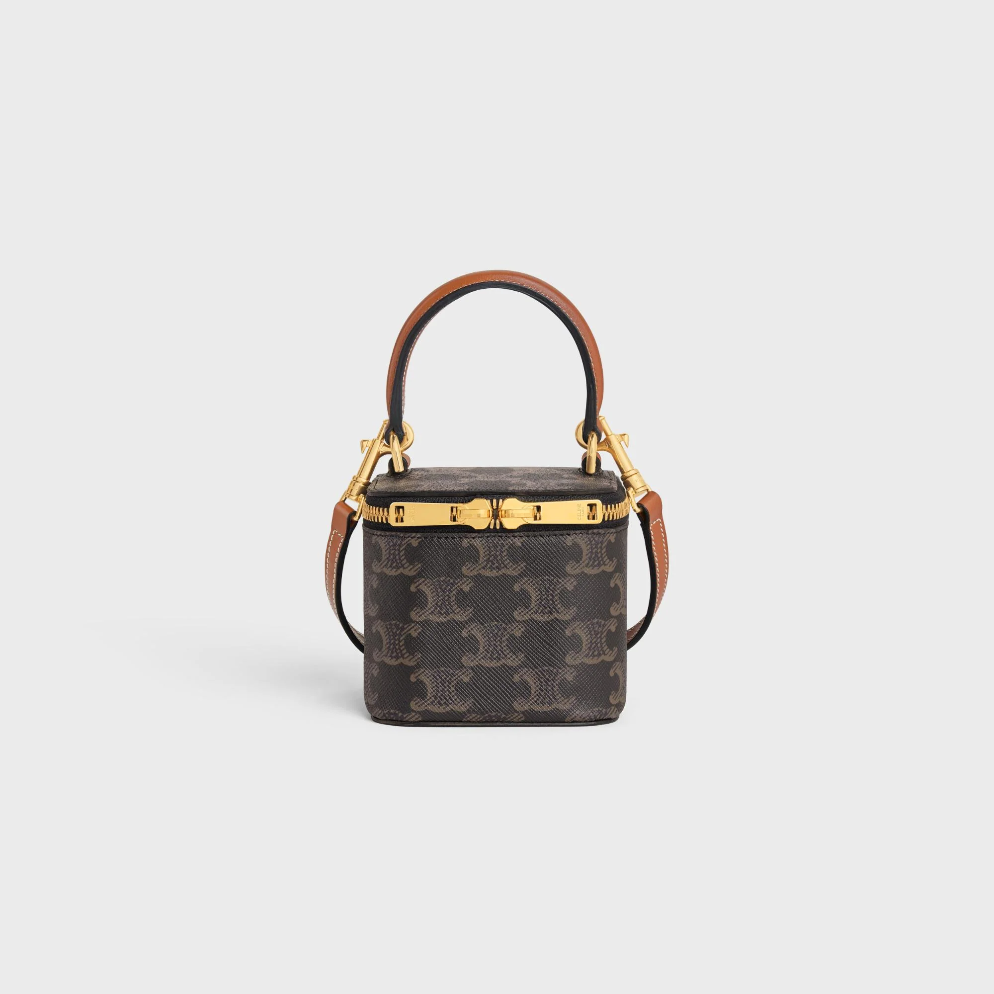 Triomphe Canvas Slg Mini Vanity Case & Calfskin - Tan