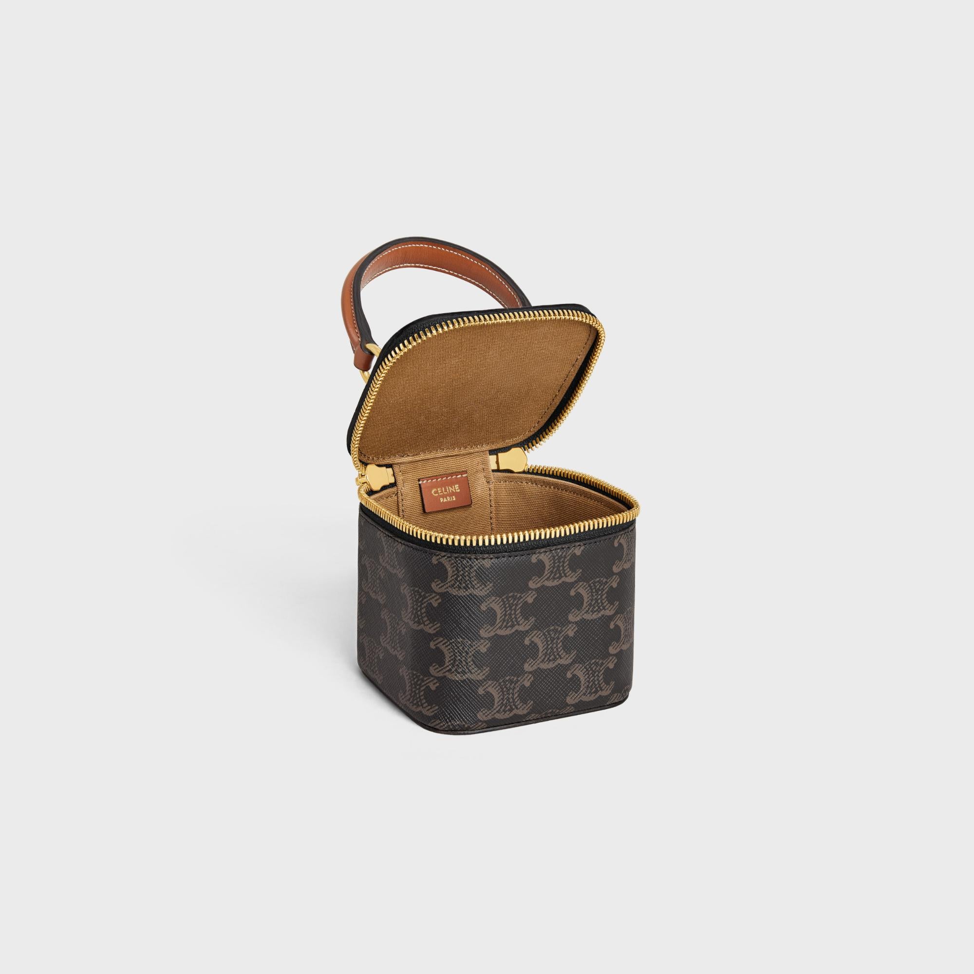 Triomphe Canvas Slg Mini Vanity Case & Calfskin - Tan - Image 4
