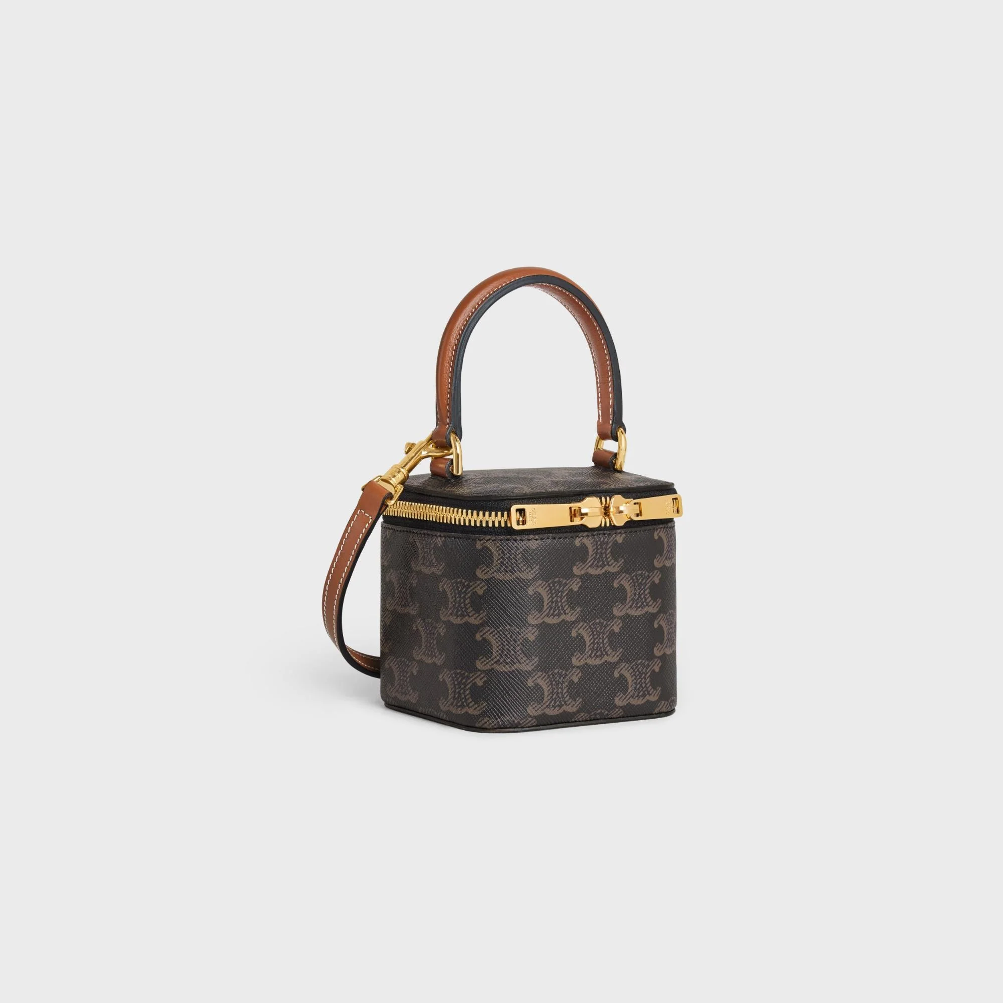 Triomphe Canvas Slg Mini Vanity Case & Calfskin - Tan - Image 2