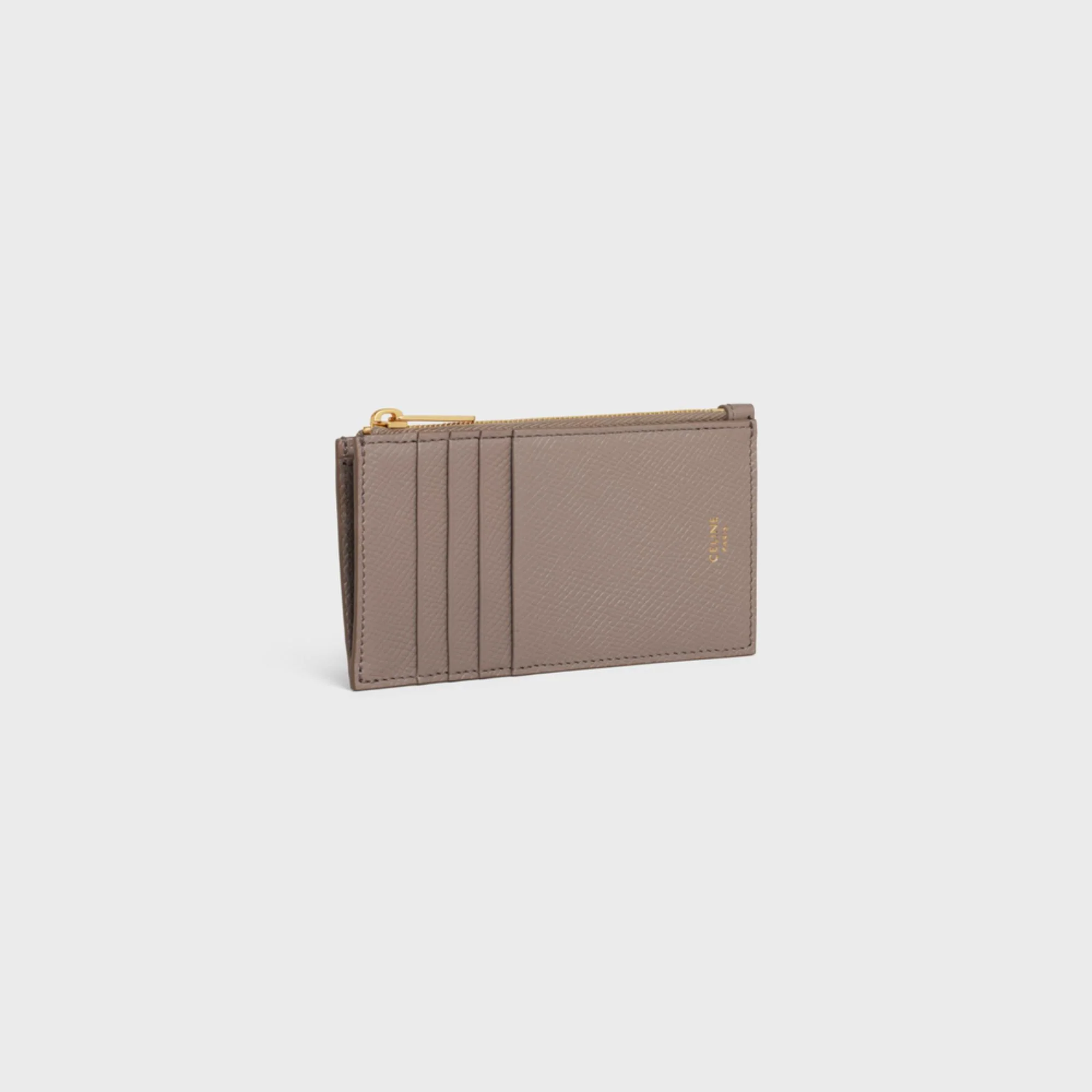 Essentials Slg Zipped Compact Card Holder Grained Calfskin - Pebble - Image 2