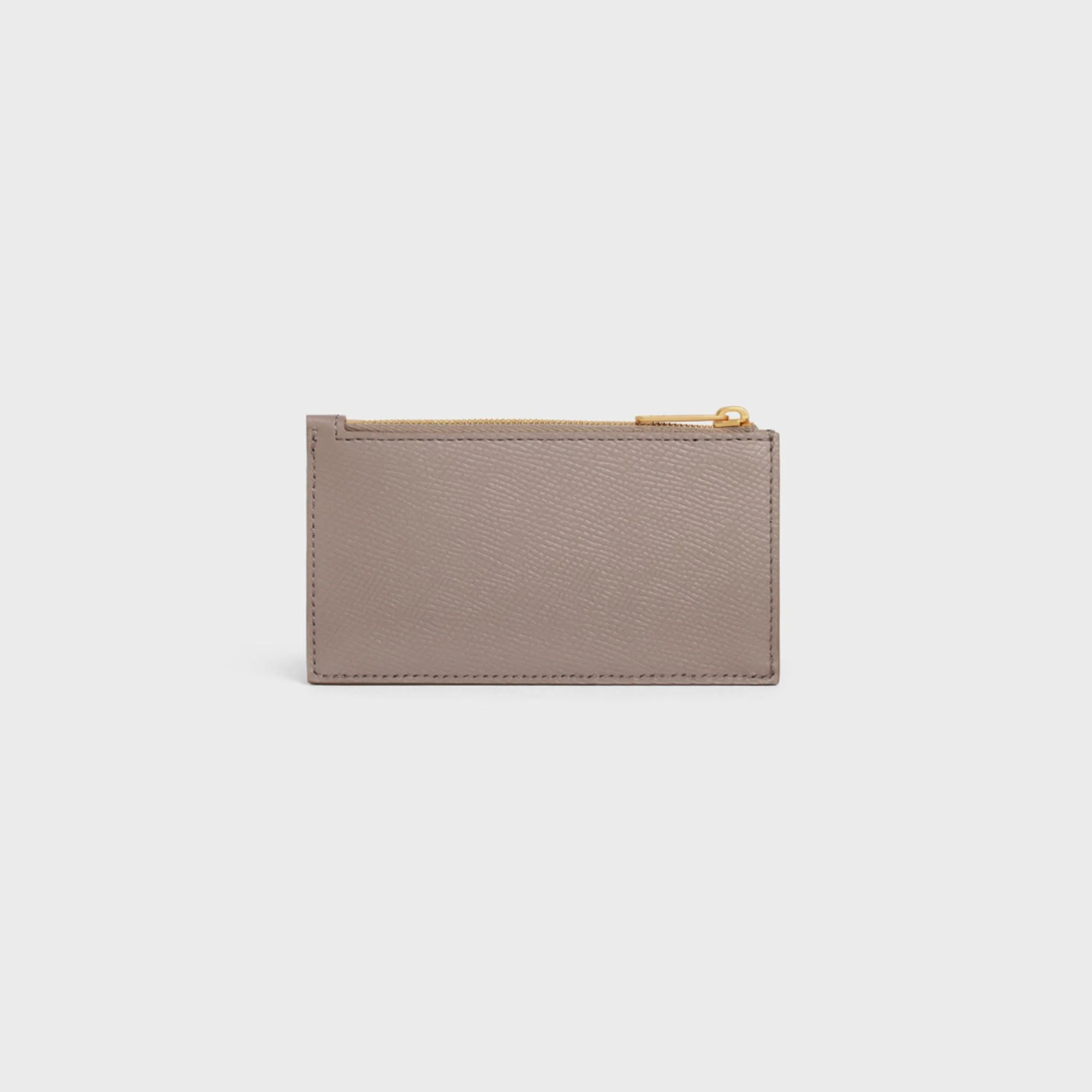 Essentials Slg Zipped Compact Card Holder Grained Calfskin - Pebble - Image 3