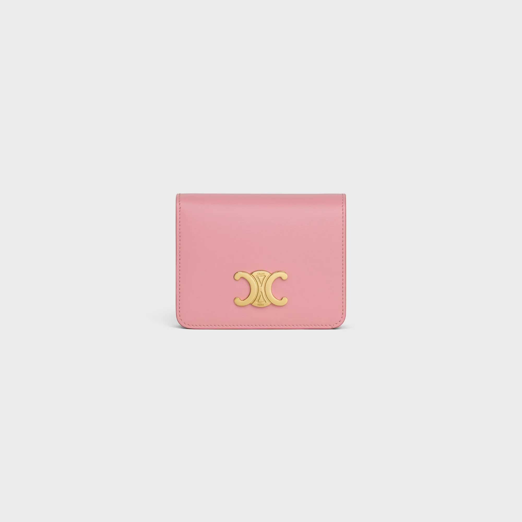 Triomphe Slg Compact Wallet Shiny Calfskin - Rose