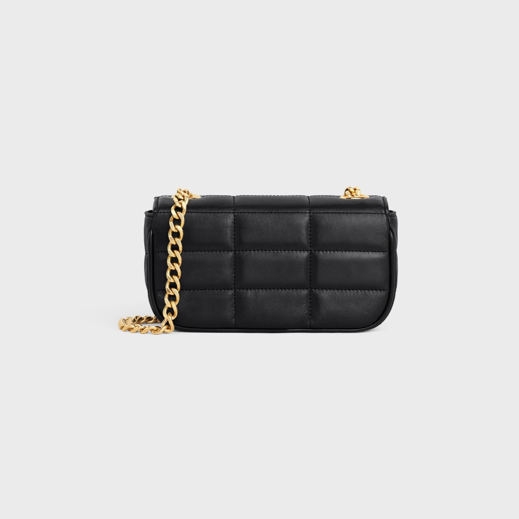 Matelassé Monochrome Celine Mini Chain Shoulder Bag Mat.Mono.Cel.Slg Quilted Calfs - Black - Image 3