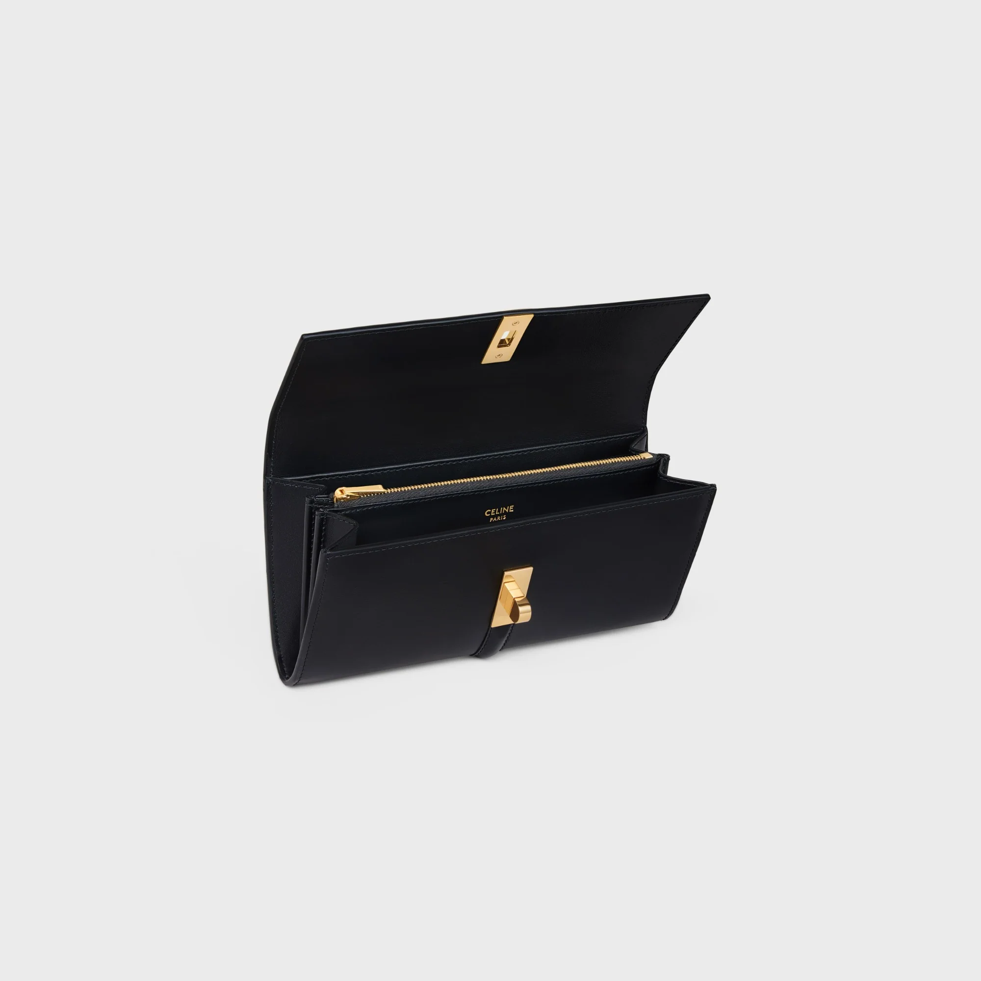 16 Slg Large Flap Wallet Satinated Calfskin - Black - Image 4