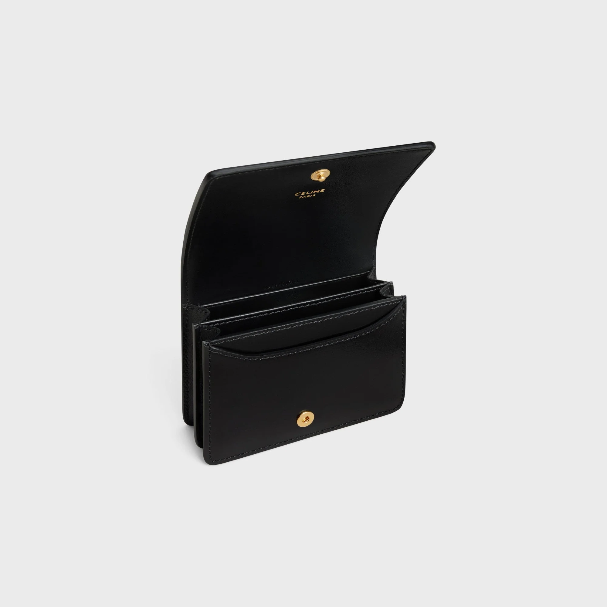 Triomphe Slg Business Card Holder Shiny Calfskin - Black - Image 4