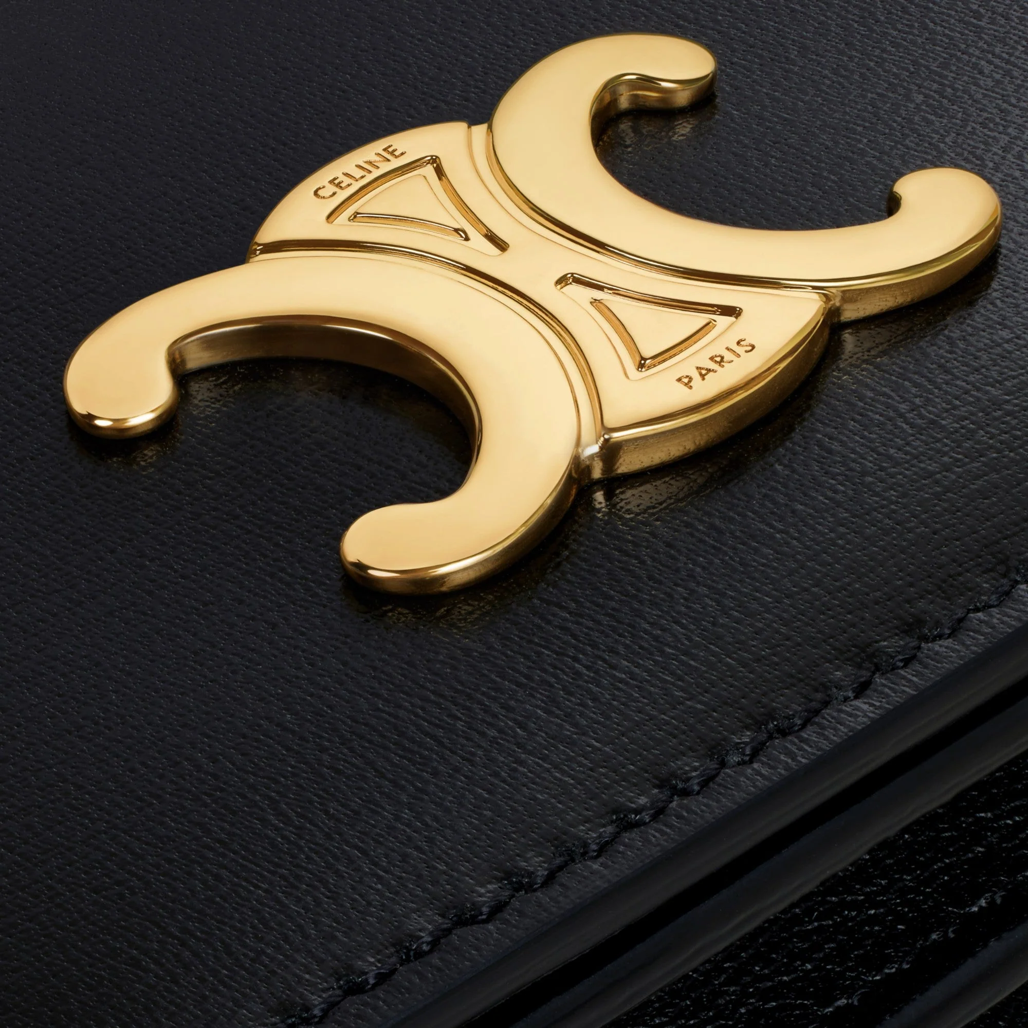 Triomphe Slg Business Card Holder Shiny Calfskin - Black - Image 5