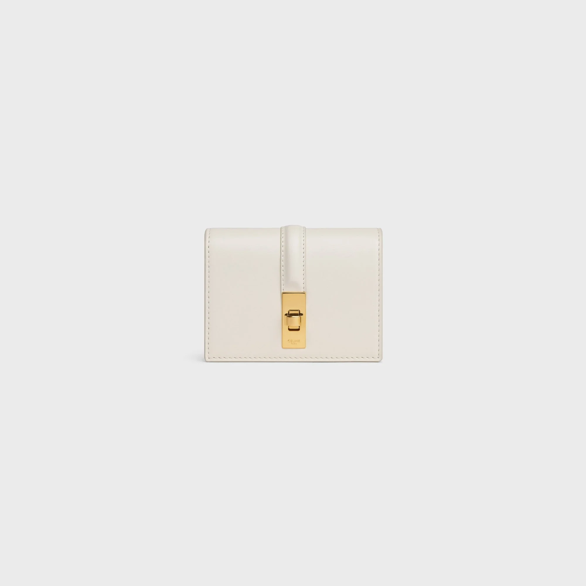 16 Slg Card Holder With Flap Satinated Calfskin - White Cotton - Image 6