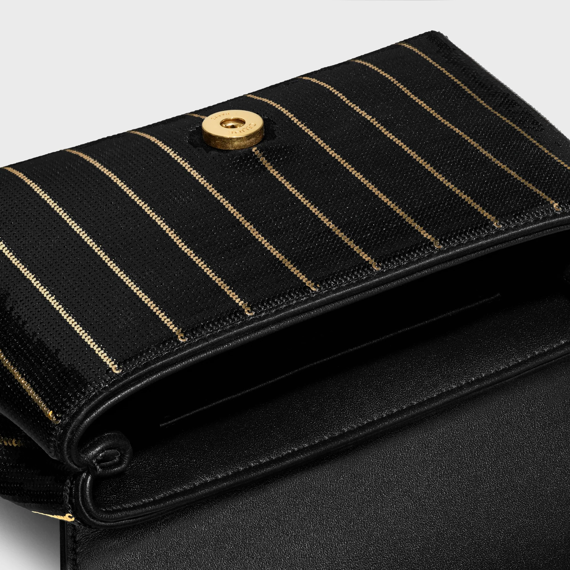 Celine Victoire Slg Mini Striped Sequins - Black / Gold - Image 4