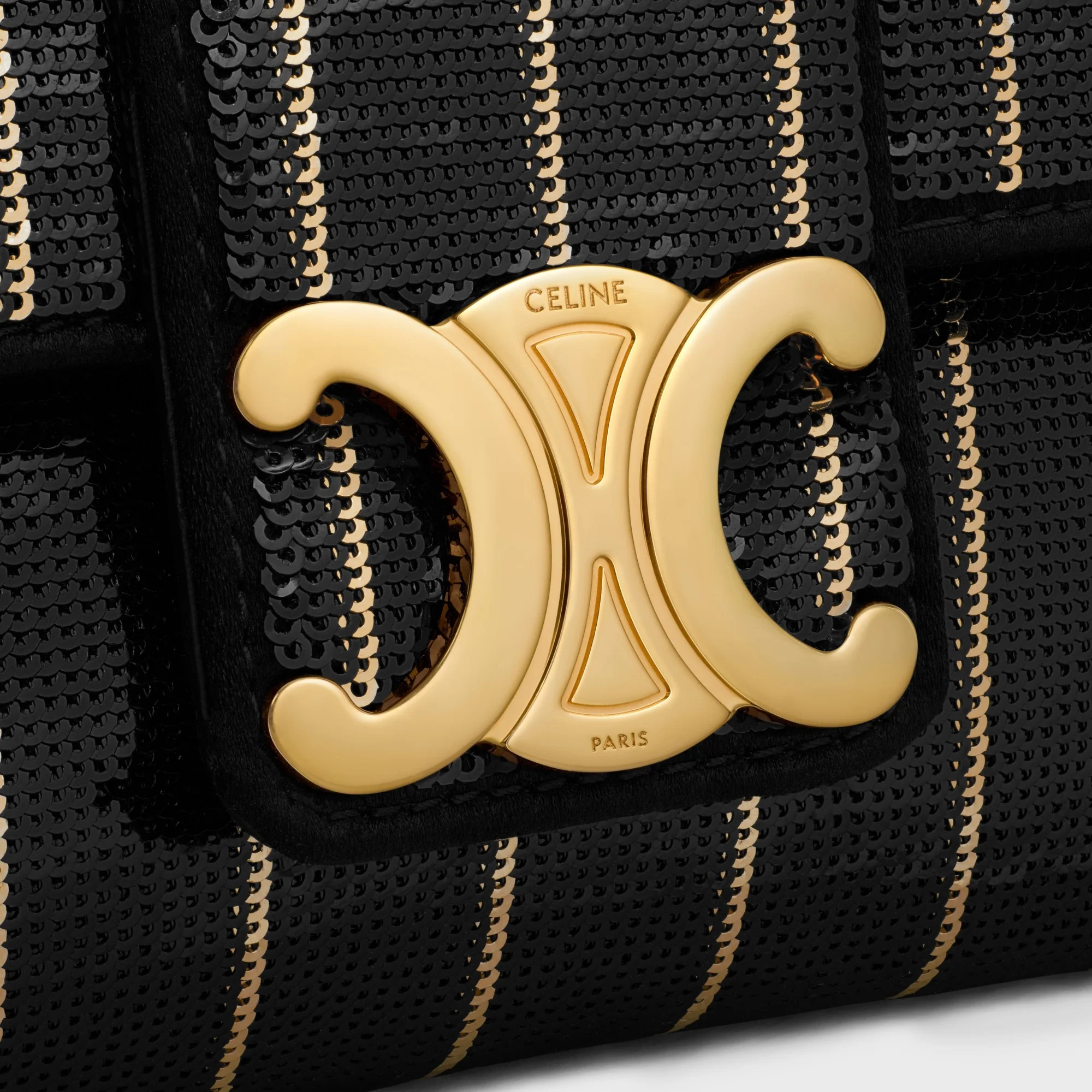 Celine Victoire Slg Mini Striped Sequins - Black / Gold - Image 5