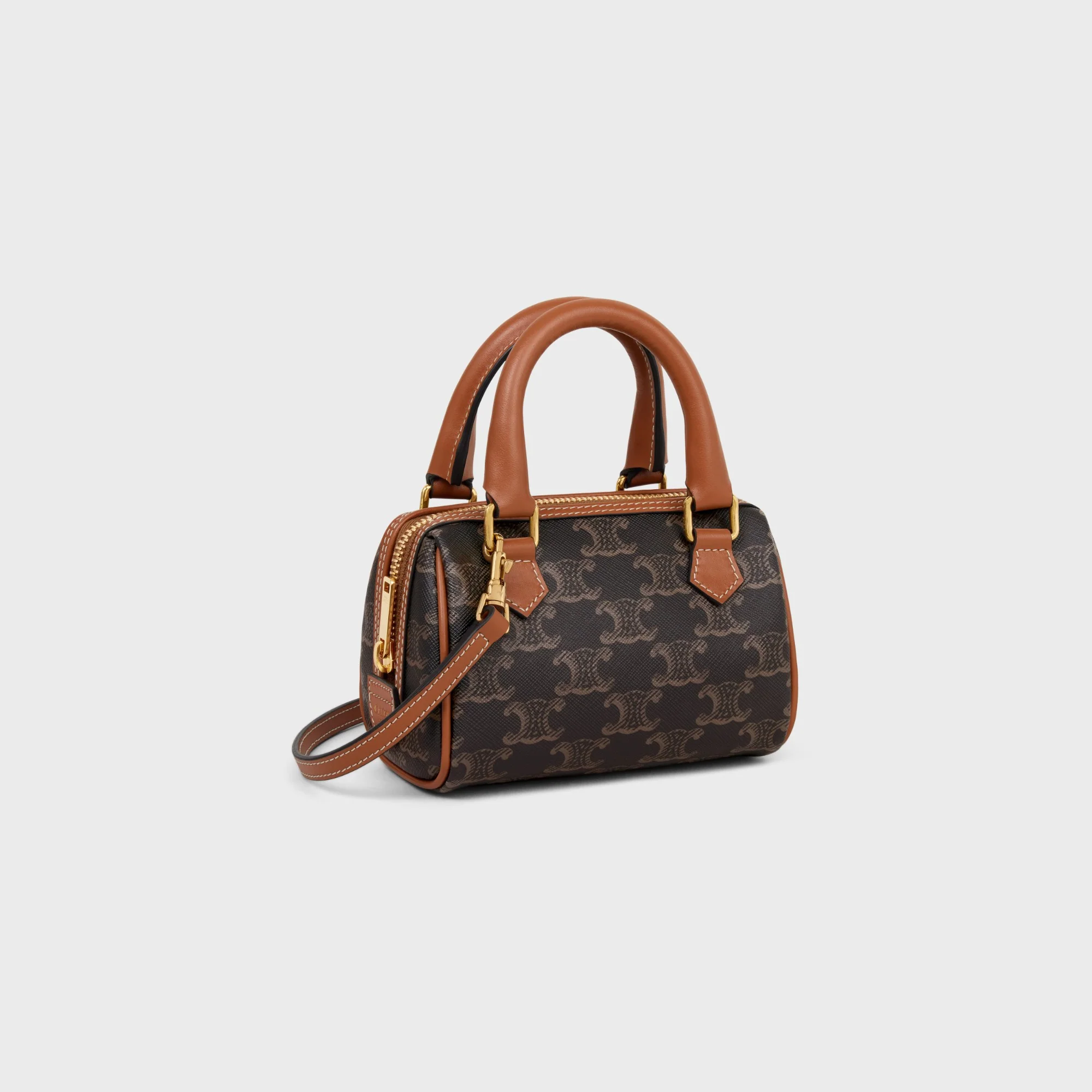 Triomphe Canvas Slg Mini Boston & Calfskin - Tan - Image 2