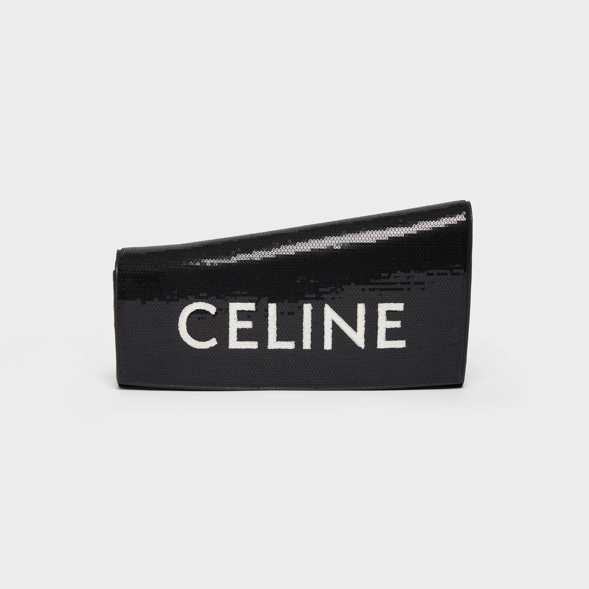 Evening Asymetric Clutch Sequins With Celine - Black / White - Image 2