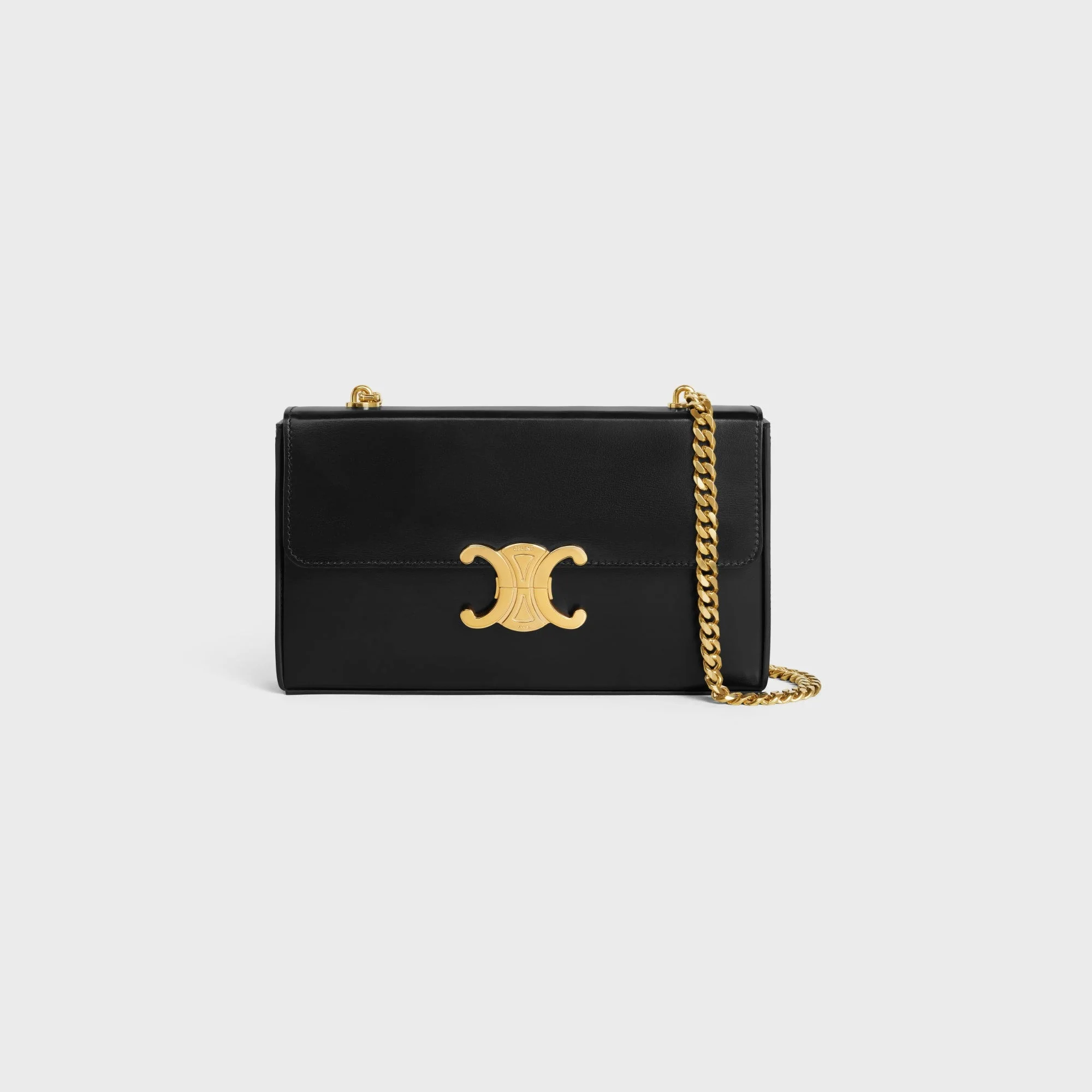Blandine Medium Chain Box Shiny Calfskin - Black