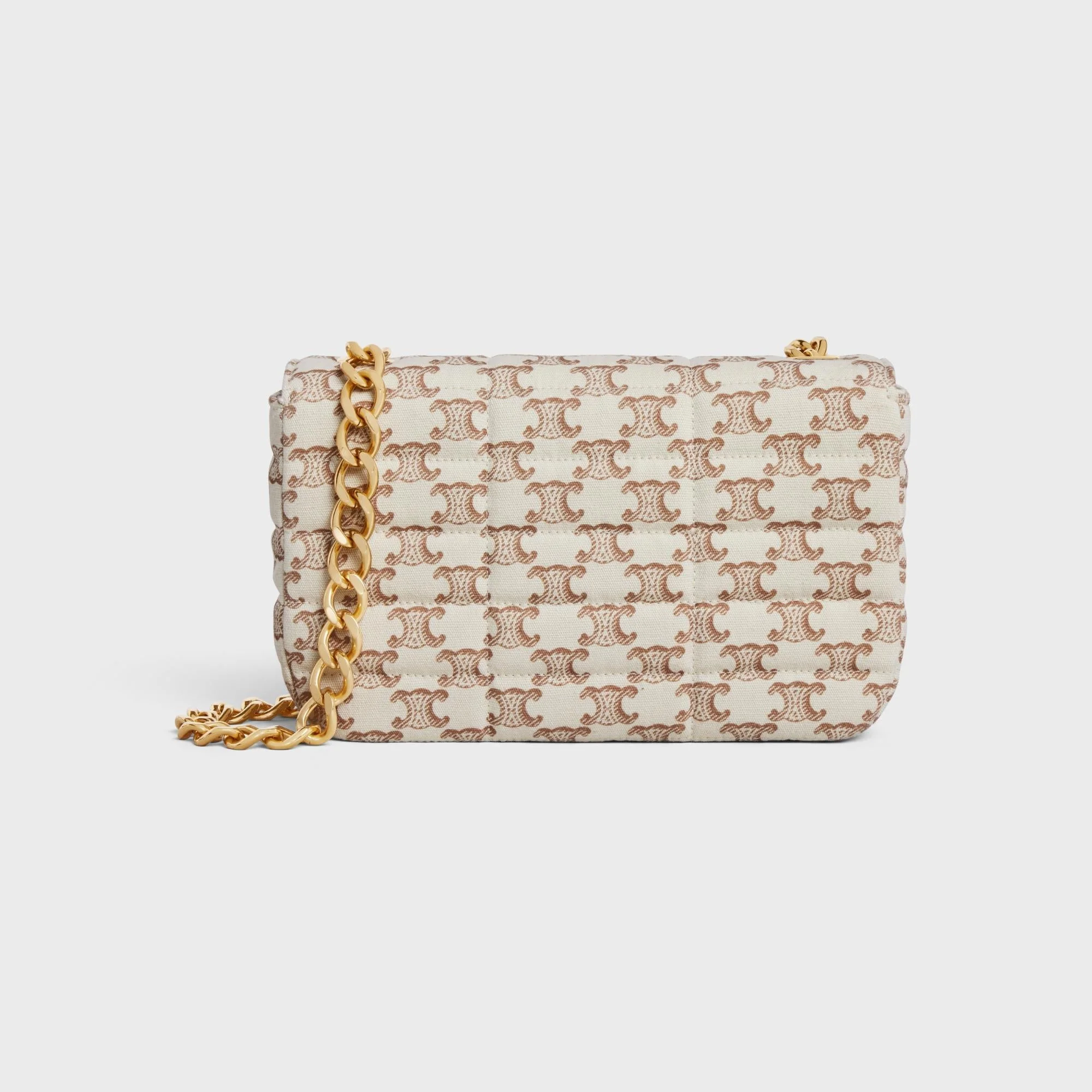 Matelassé Monochrome Celine Chain Shoulder Bag Mat.Mono.Cel.Quilt.Text.W/Trio - White - Image 6
