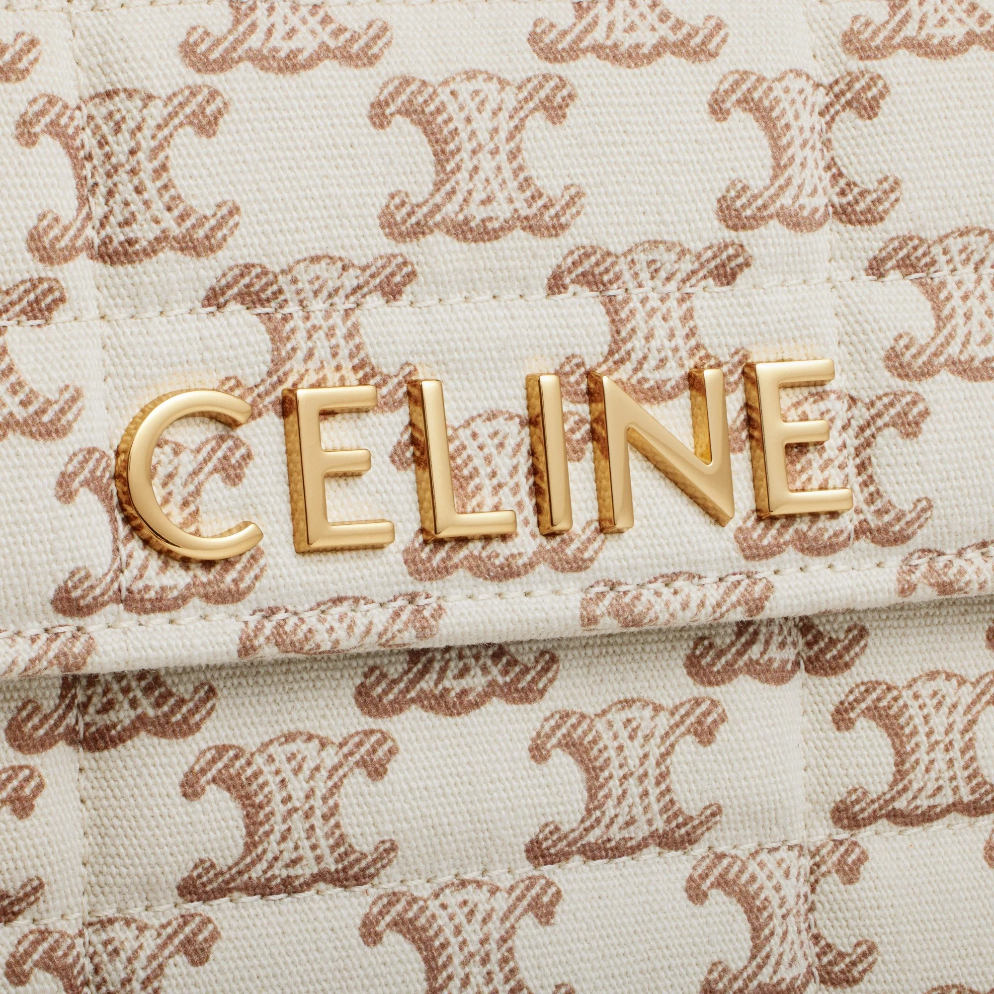 Matelassé Monochrome Celine Chain Shoulder Bag Mat.Mono.Cel.Quilt.Text.W/Trio - White - Image 7