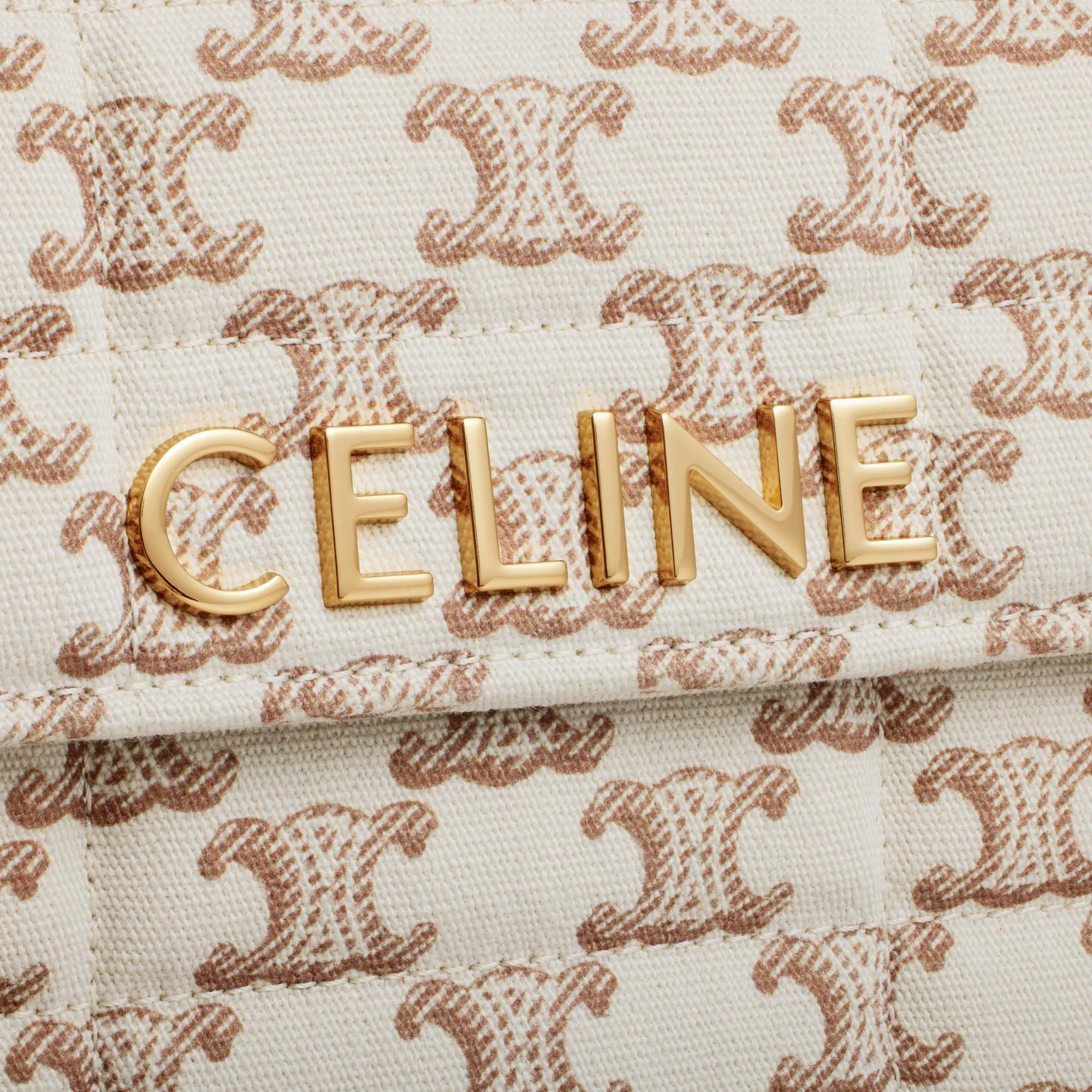 Matelassé Monochrome Celine Chain Shoulder Bag Mat.Mono.Cel.Quilt.Text.W/Trio - White - Image 8