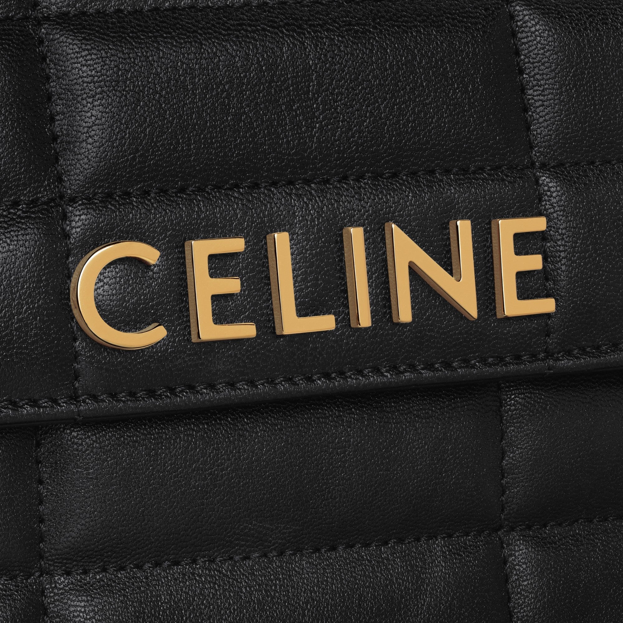 Matelassé Monochrome Celine Chain Shoulder Bag Matelas.Mono.Celine Quilt.Goat - Black - Image 4