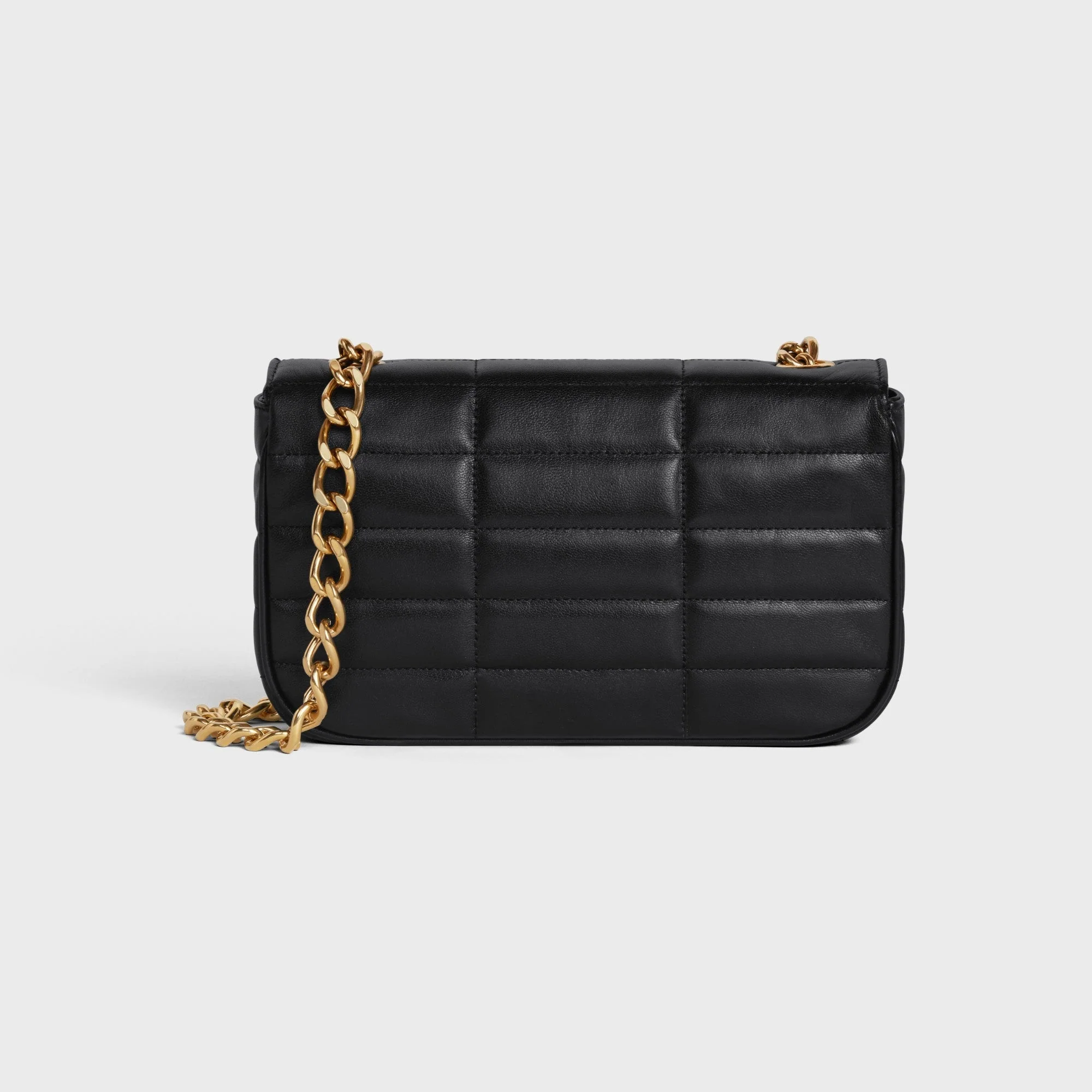 Matelassé Monochrome Celine Chain Shoulder Bag Matelas.Mono.Celine Quilt.Goat - Black - Image 3