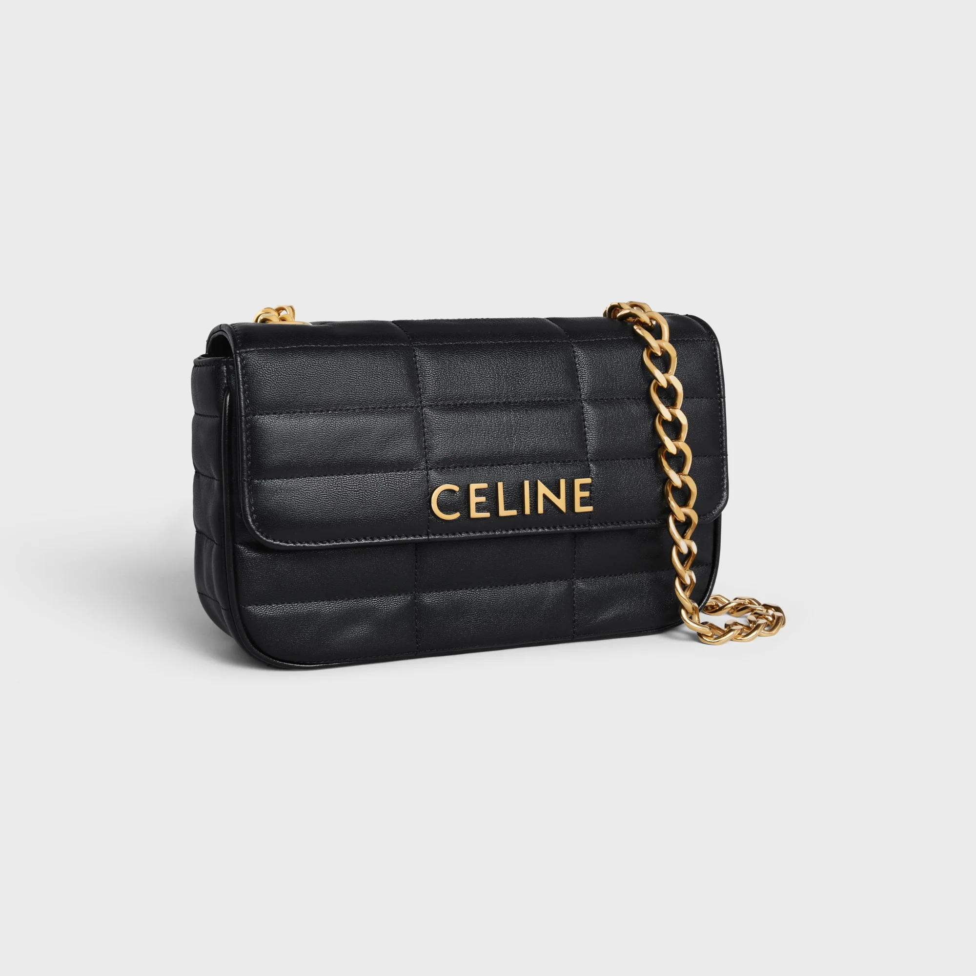 Chain Shoulder Bag Mat.Mono.Cel.Quilted Calfskin - Black - Image 7