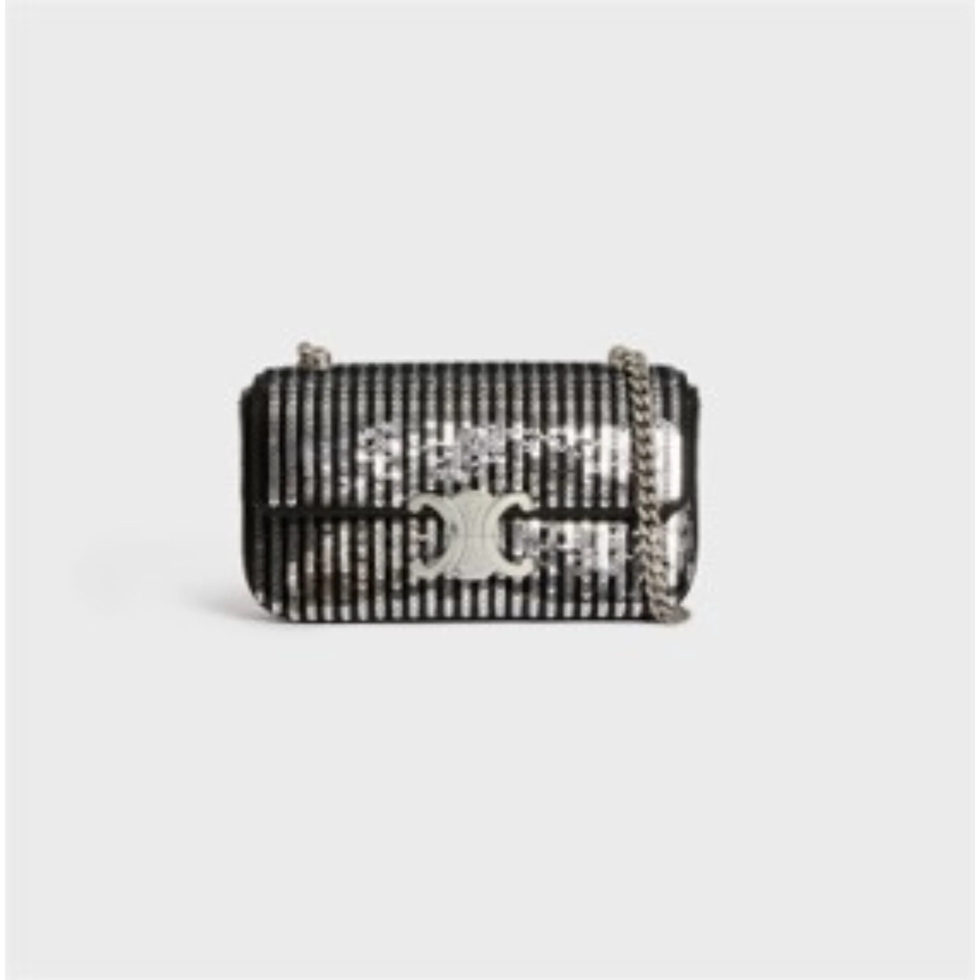 Claude Chain Shoulder Triomphe Striped Sequins - Black / Silver - Image 2