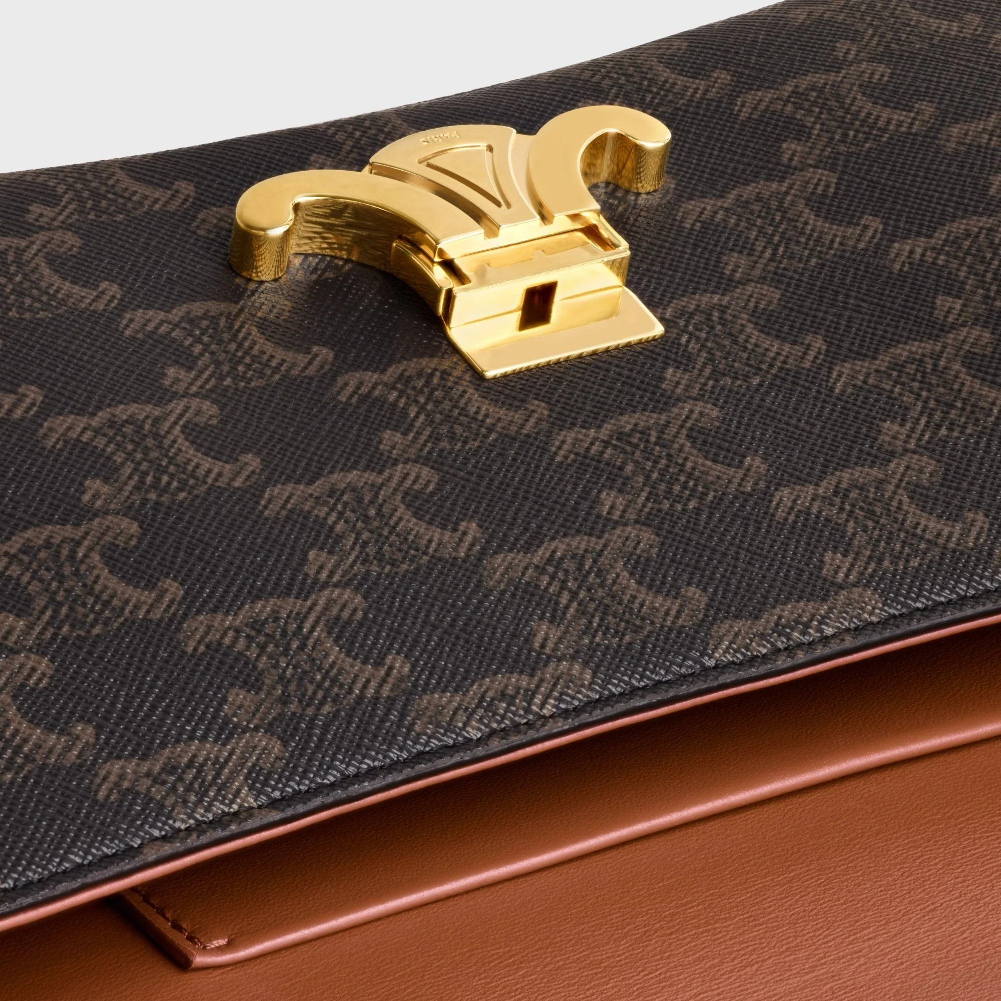 Triomphe Canvas Medium Celine Lola & Calfskin - Tan - Image 4