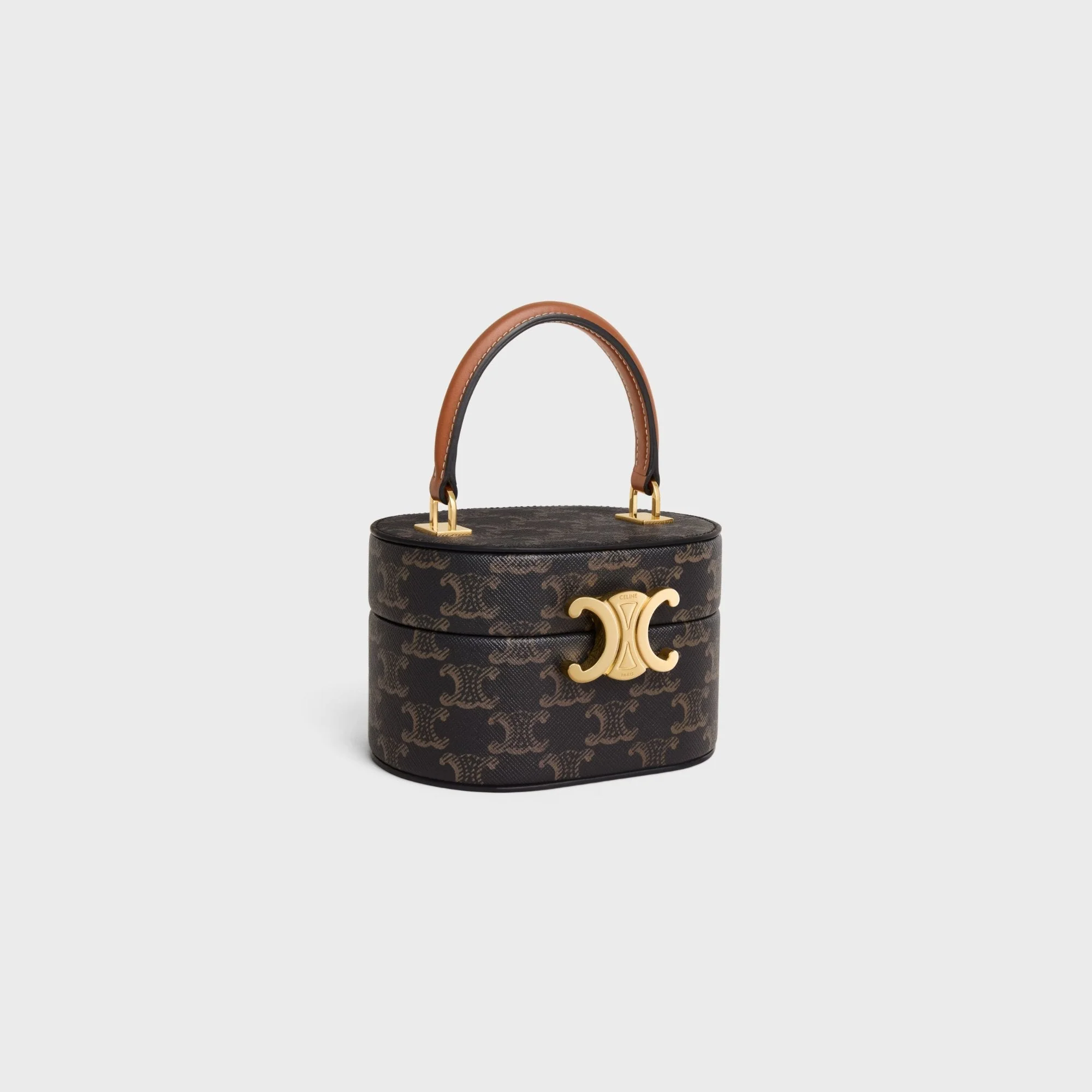 Triomphe Canvas Oval Box & Calfskin - Tan - Image 2