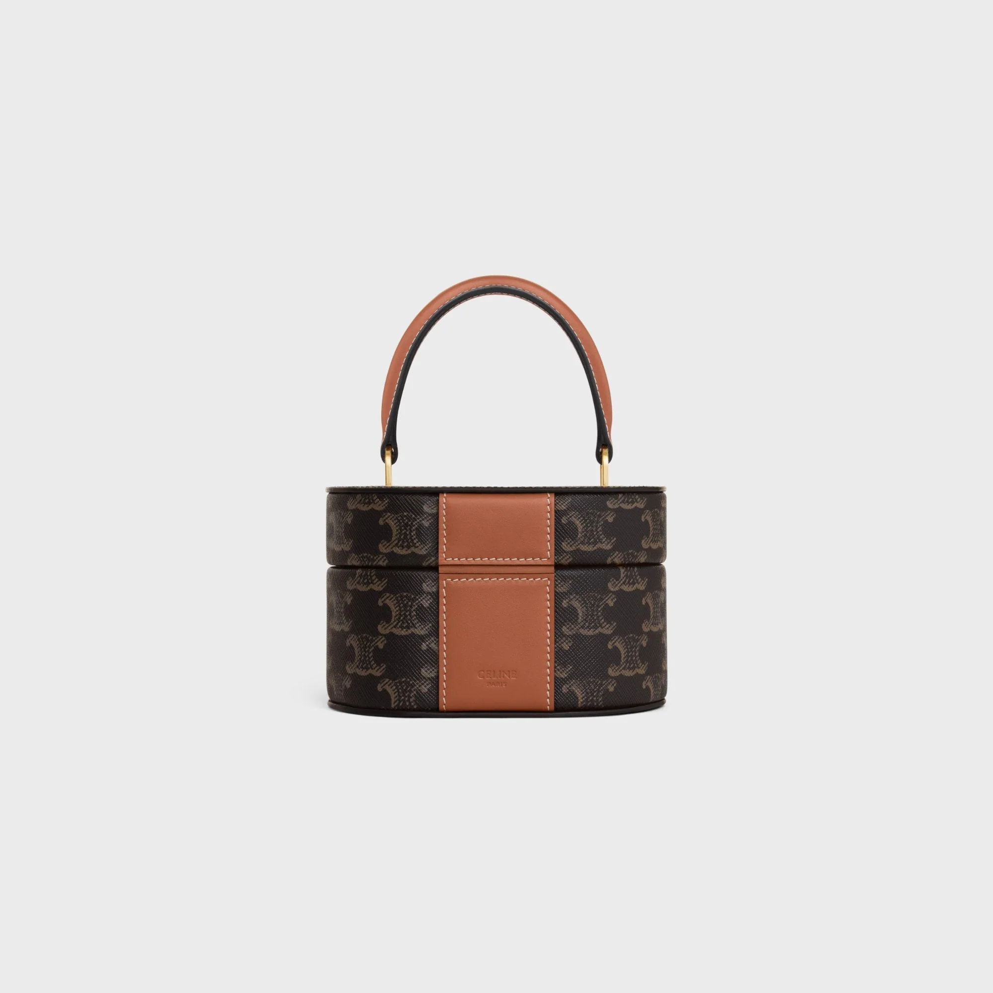 Triomphe Canvas Oval Box & Calfskin - Tan - Image 3