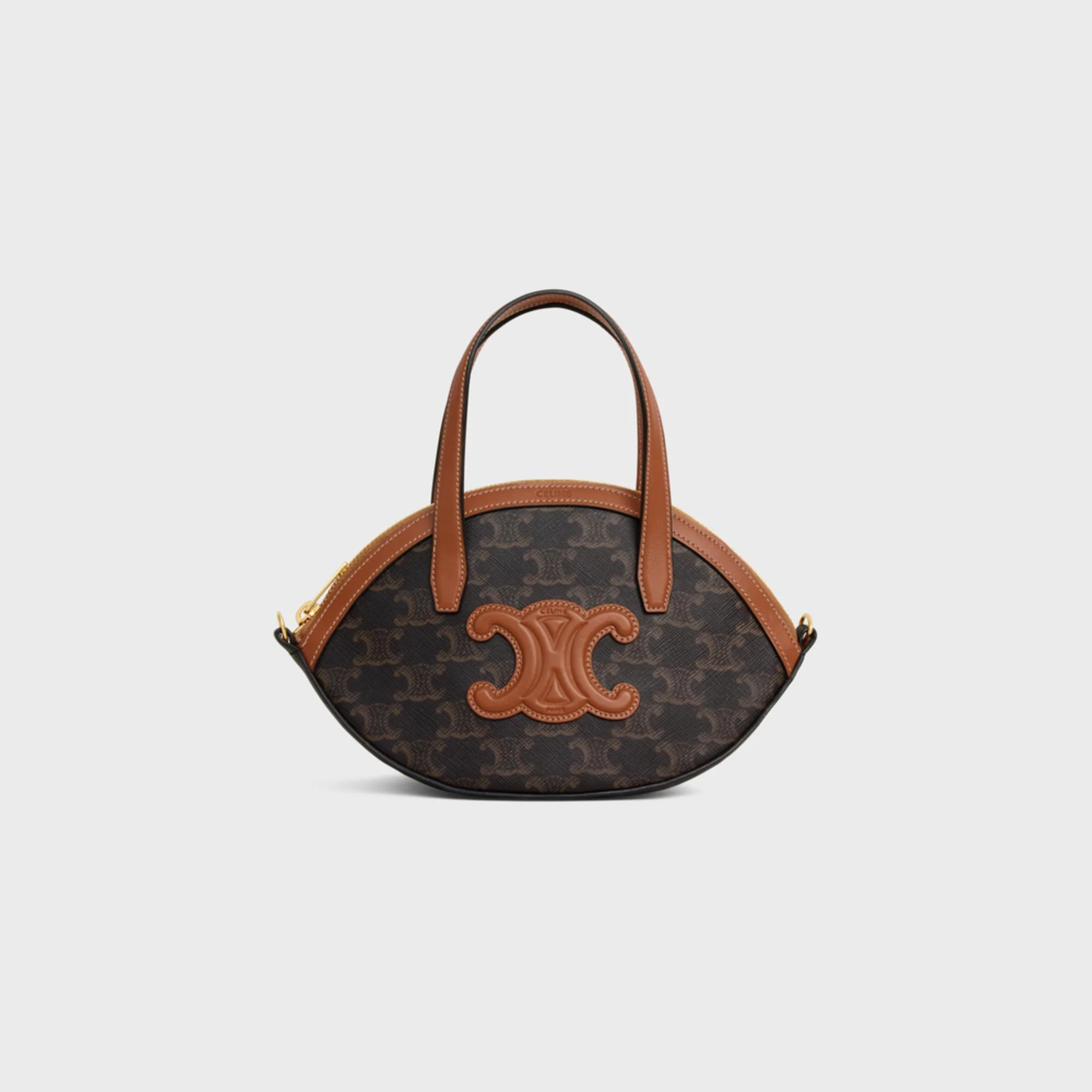 Oval Bag Triomphe Canvas & Calfskin - Tan