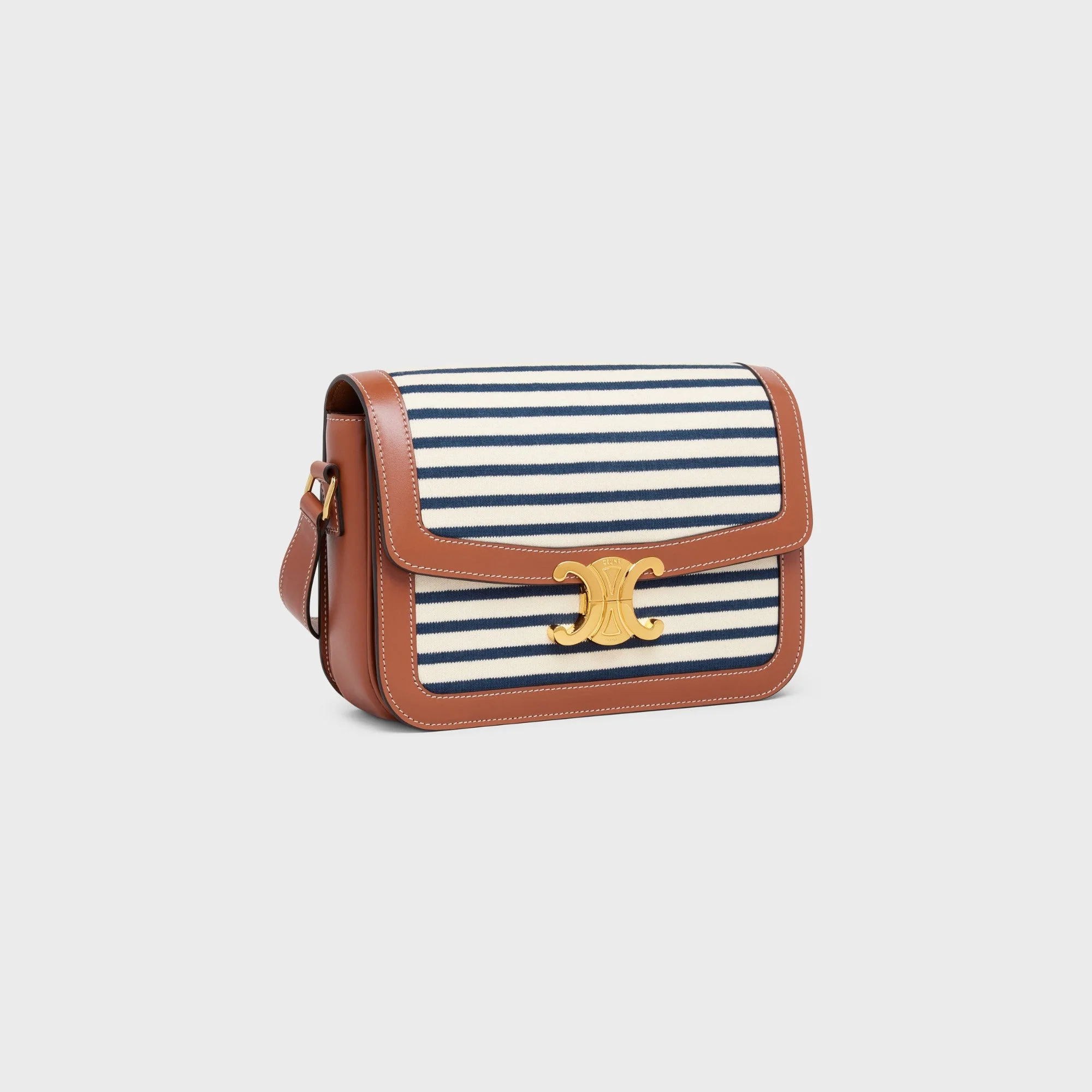 Triomphe Classique Striped Tex. & Calf - Navy / Tan - Image 4