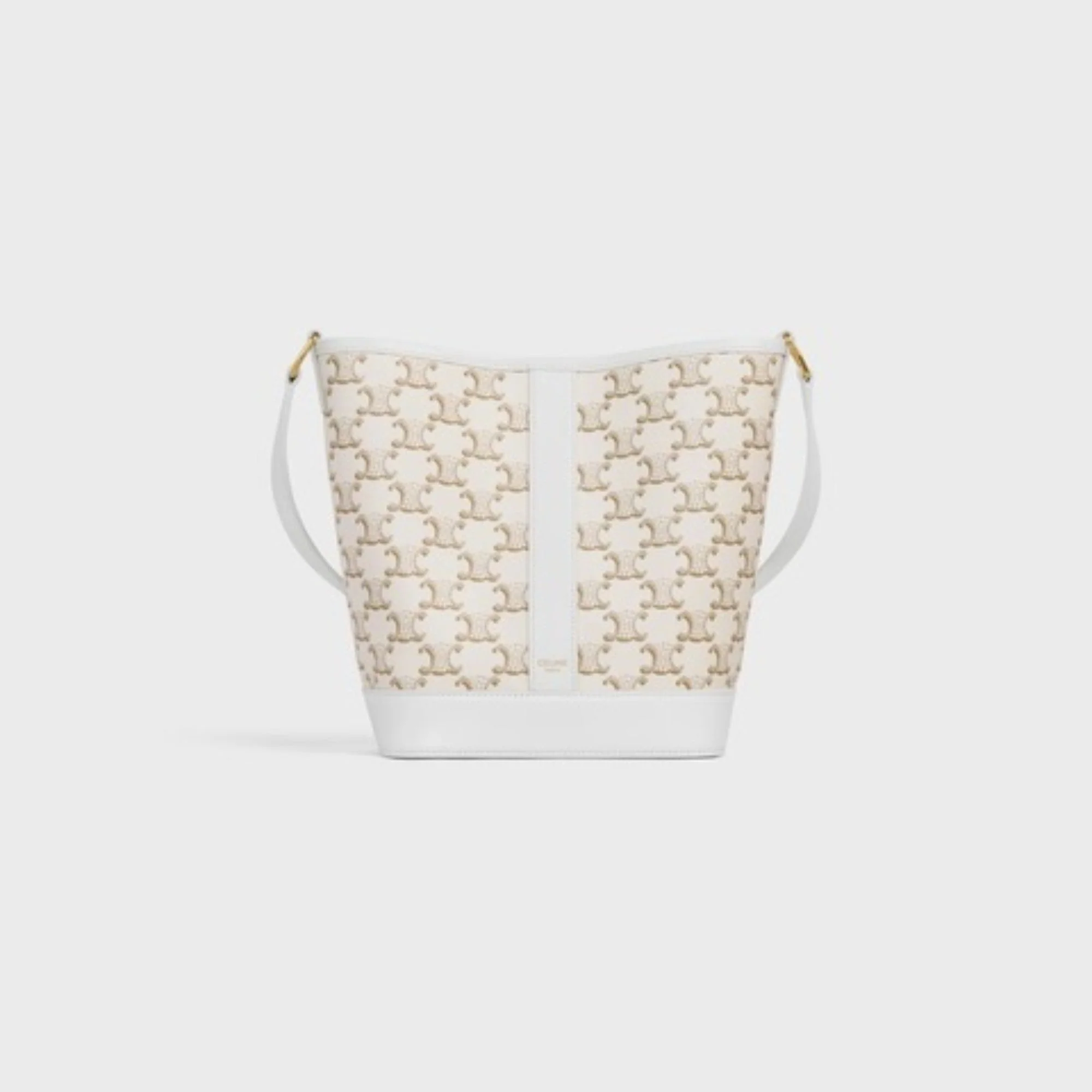 Triomphe Canvas Small Bucket & Calfskin - White / White