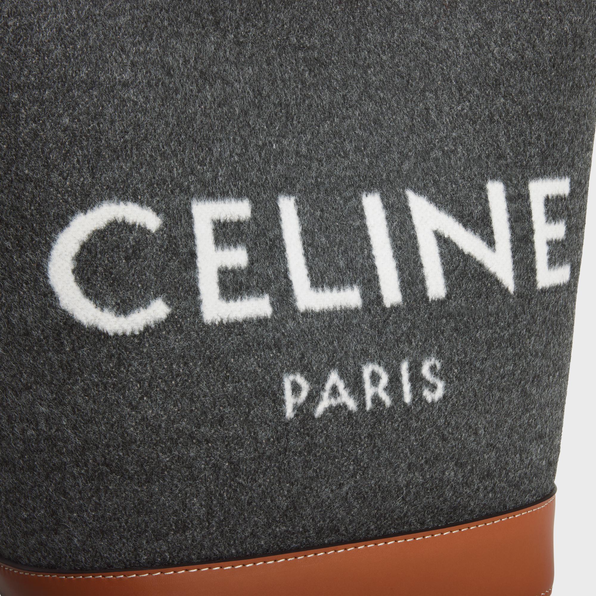 Cabas Celine Small Bucket Text.W/Cel.& Calf - Grey / Beige - Image 8