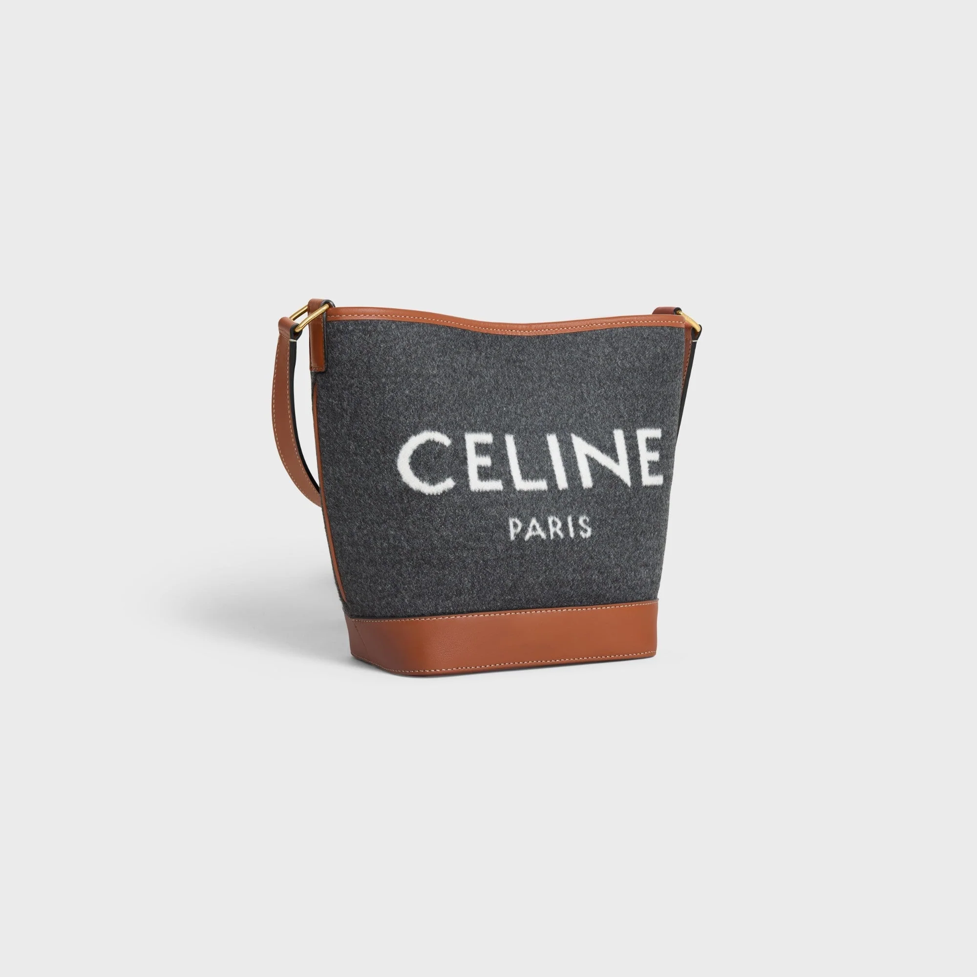 Cabas Celine Small Bucket Text.W/Cel.& Calf - Grey / Beige - Image 3