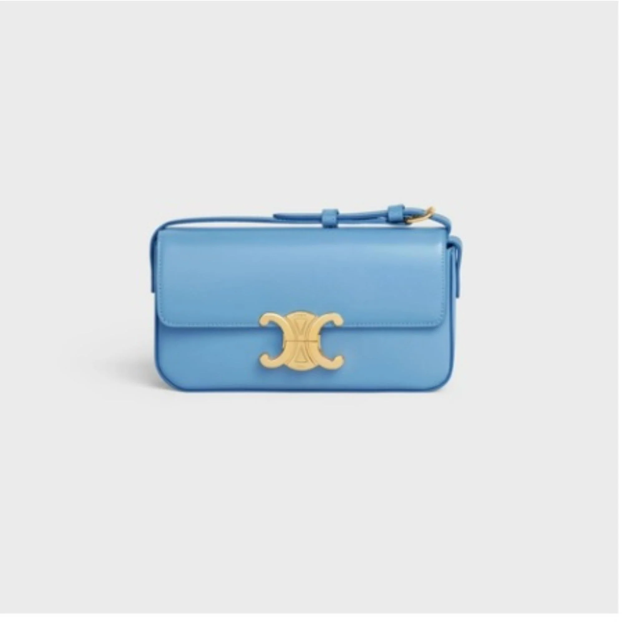 Claude Shoulder Bag Shiny Calfskin - Azure