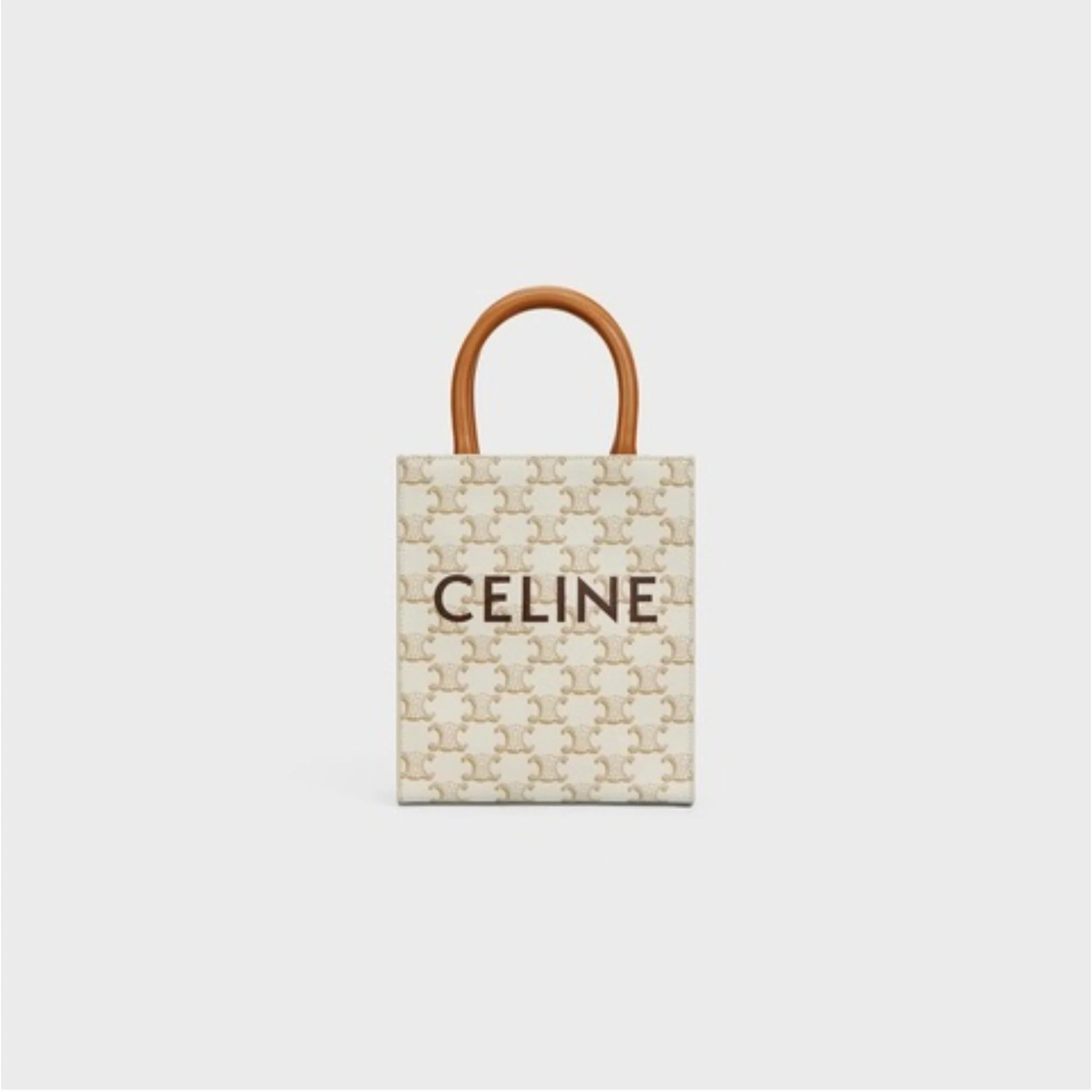 Triomphe Canvas Mini Cabas Vertical Celine Print - White