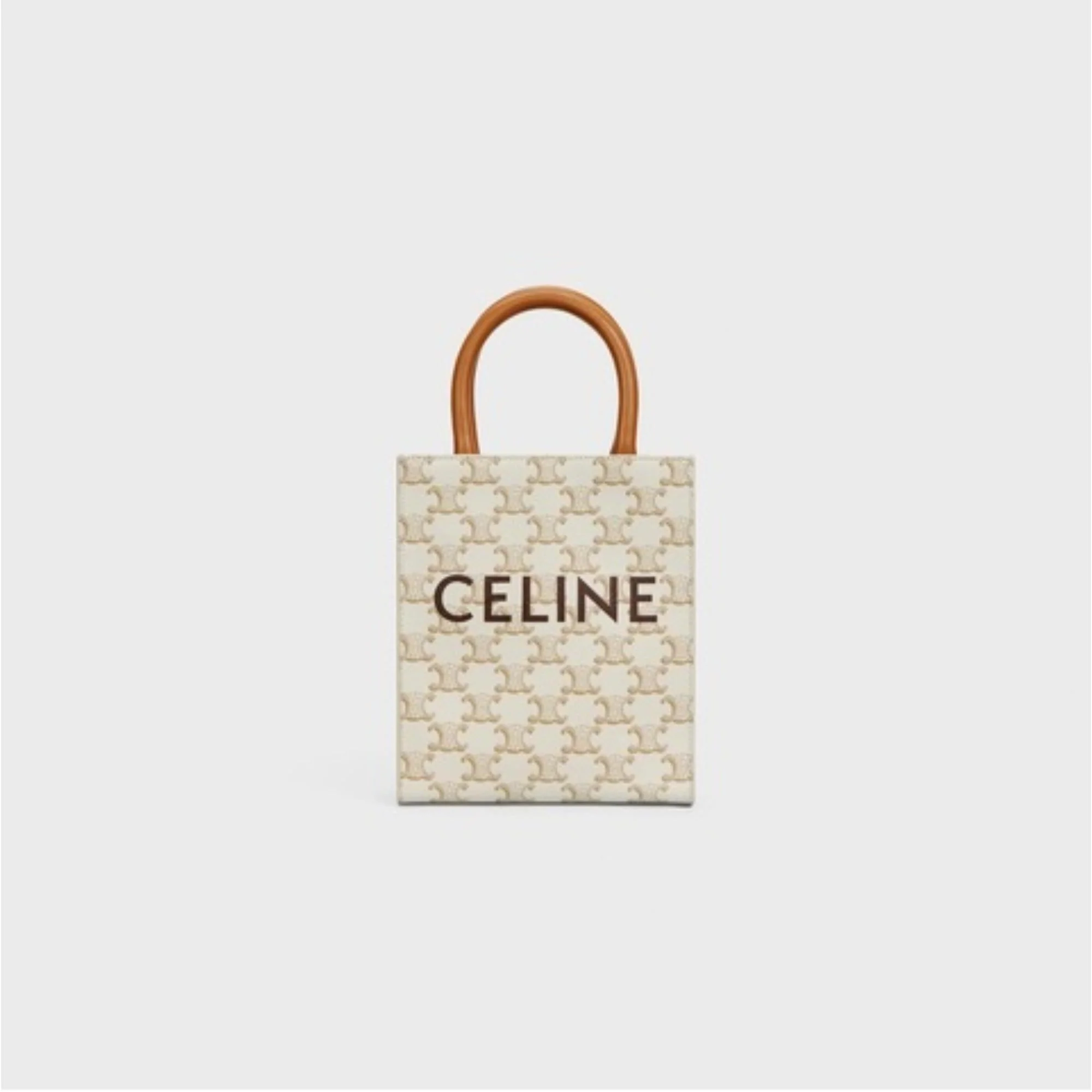 Triomphe Canvas Mini Cabas Vertical Celine Print - White