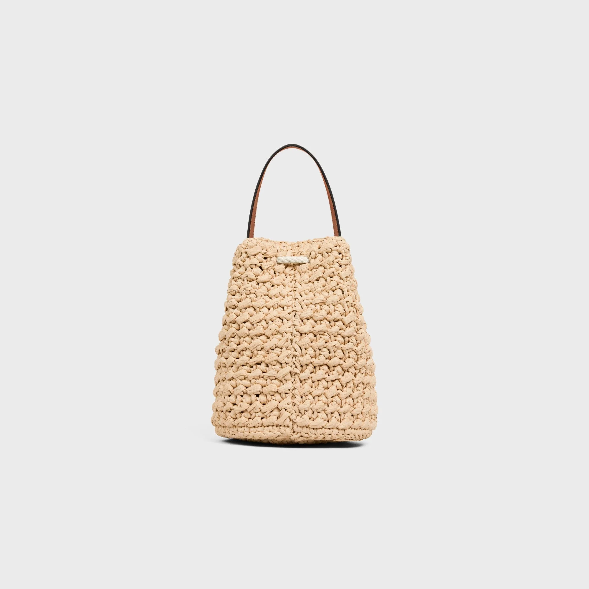 Cabas Celine Teen Drawstring Raffia & Calfskin - Natural / Tan - Image 3