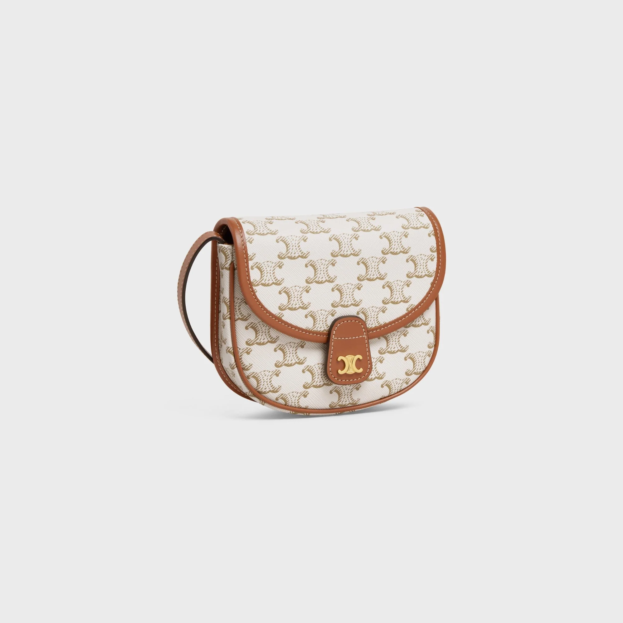 Triomphe Canvas Mini Besace & Calfskin - White - Image 2
