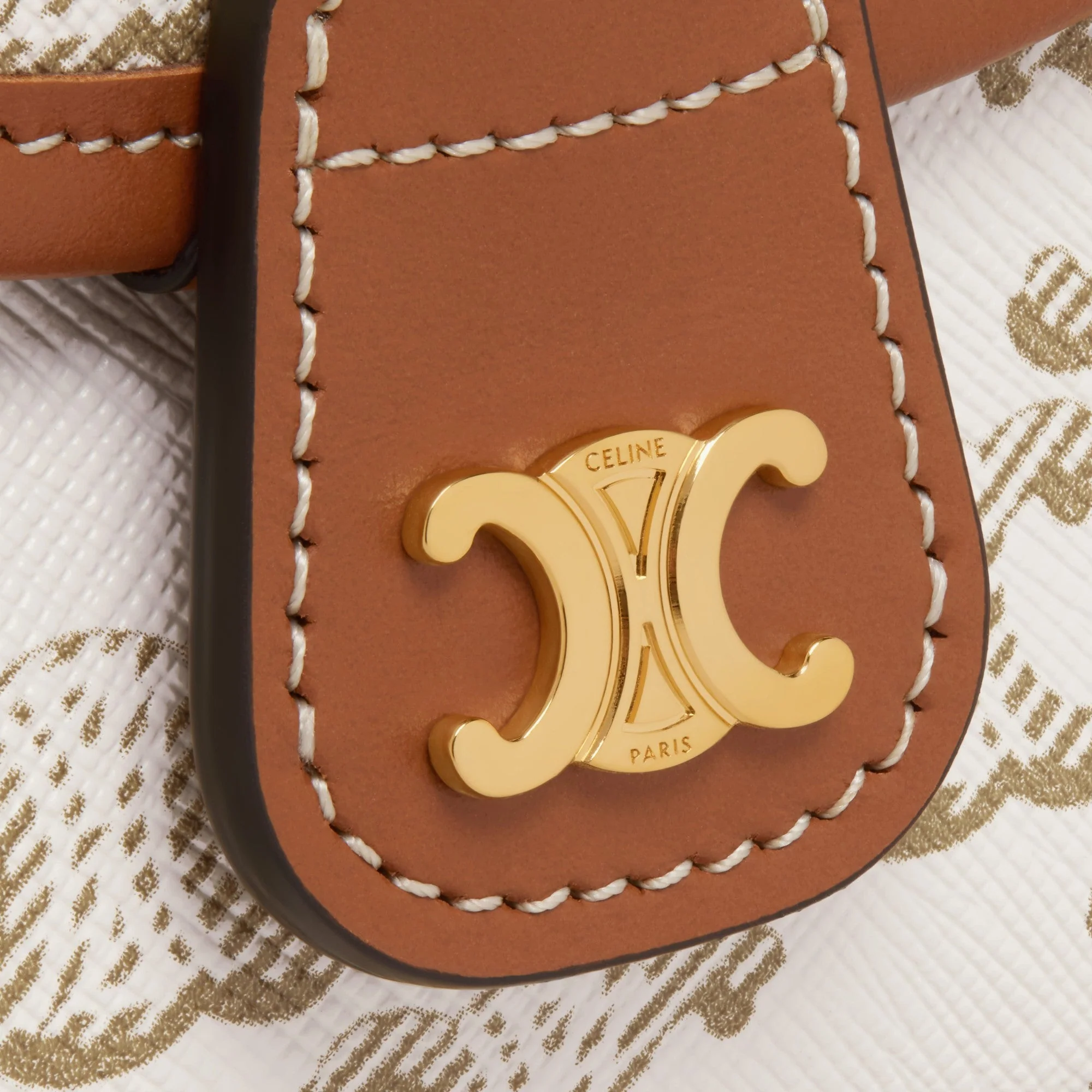 Triomphe Canvas Mini Besace & Calfskin - White - Image 4