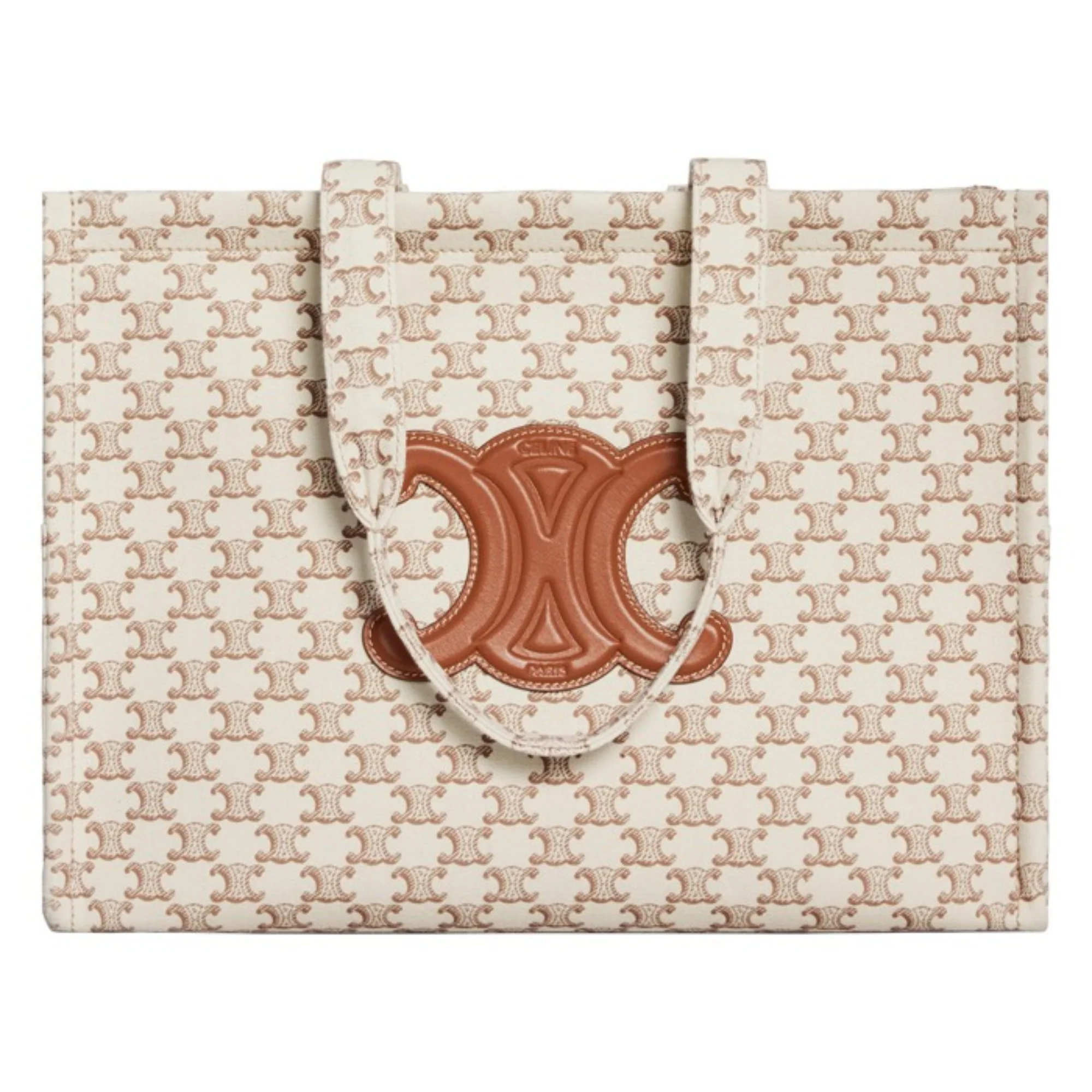 Thais Large Cabas Textile W/Triomphe Print - White