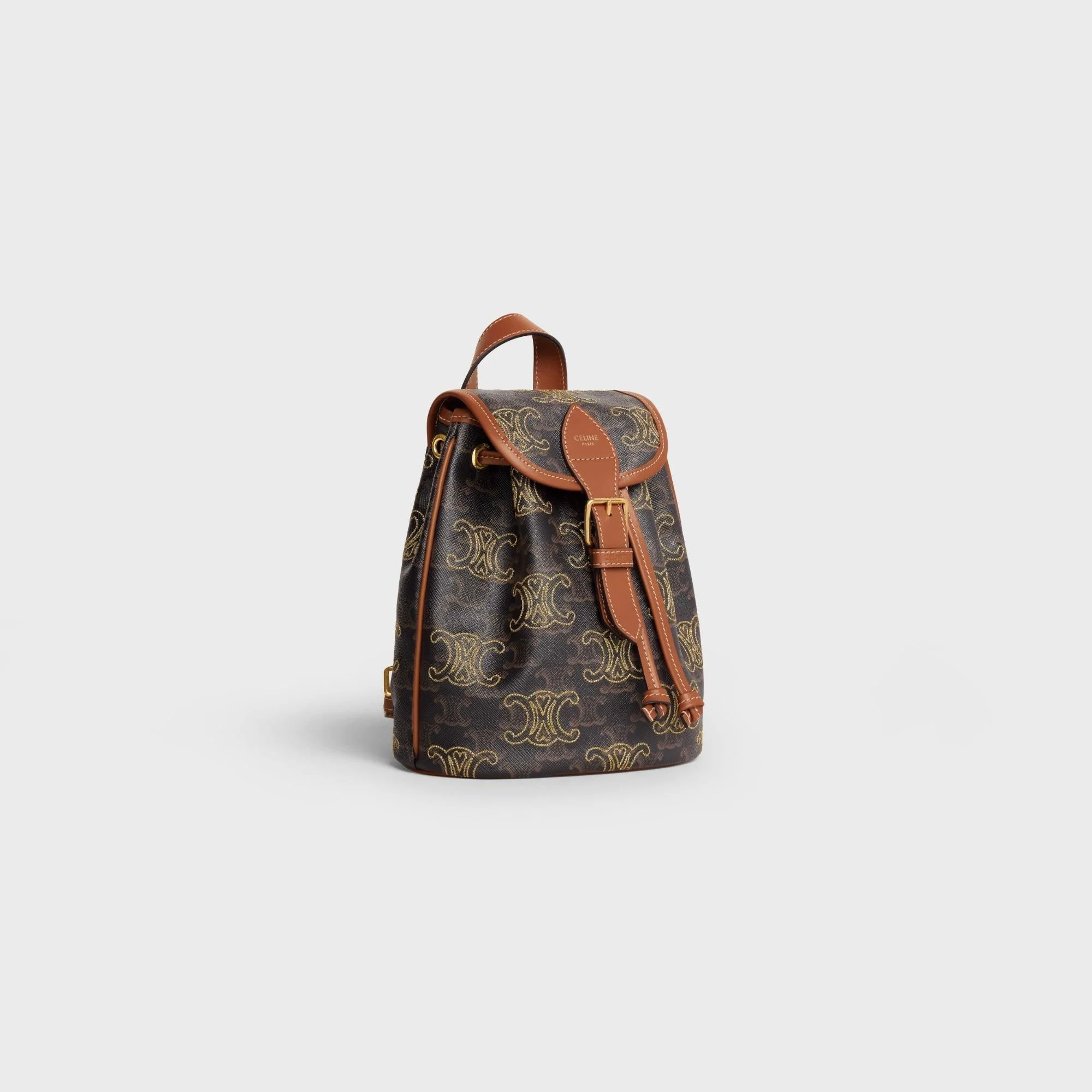 Triomphe Canvas Mini Backpack Folco Heart Embroid. - Tan