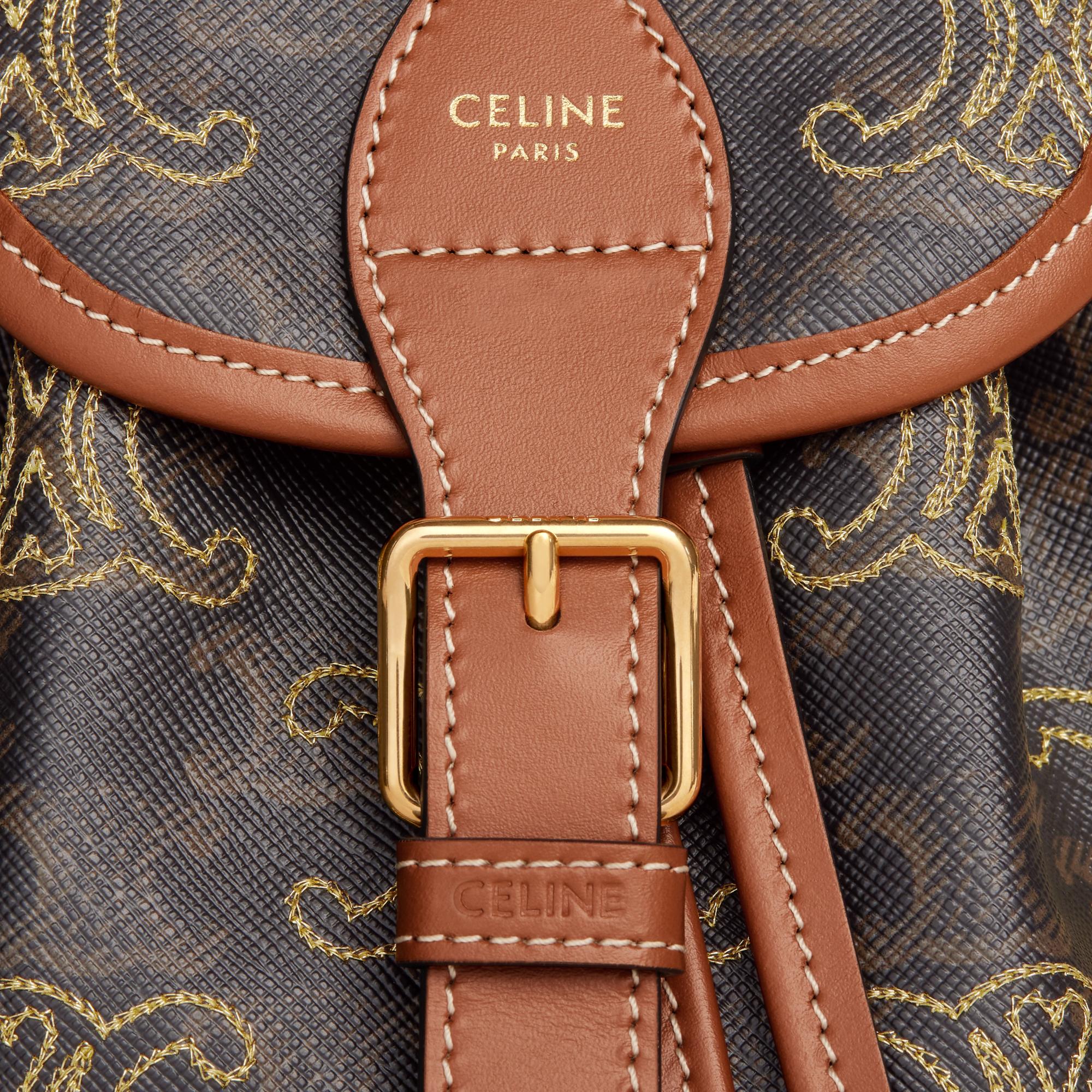 Triomphe Canvas Mini Backpack Folco Heart Embroid. - Tan - Image 3