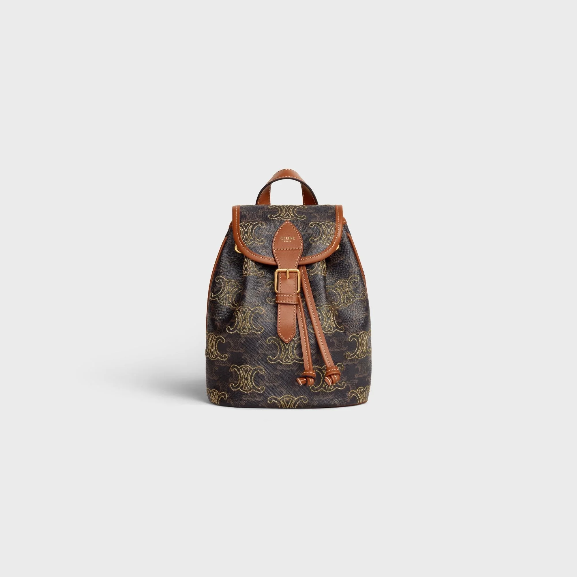Triomphe Canvas Mini Backpack Folco Heart Embroid. - Tan - Image 4