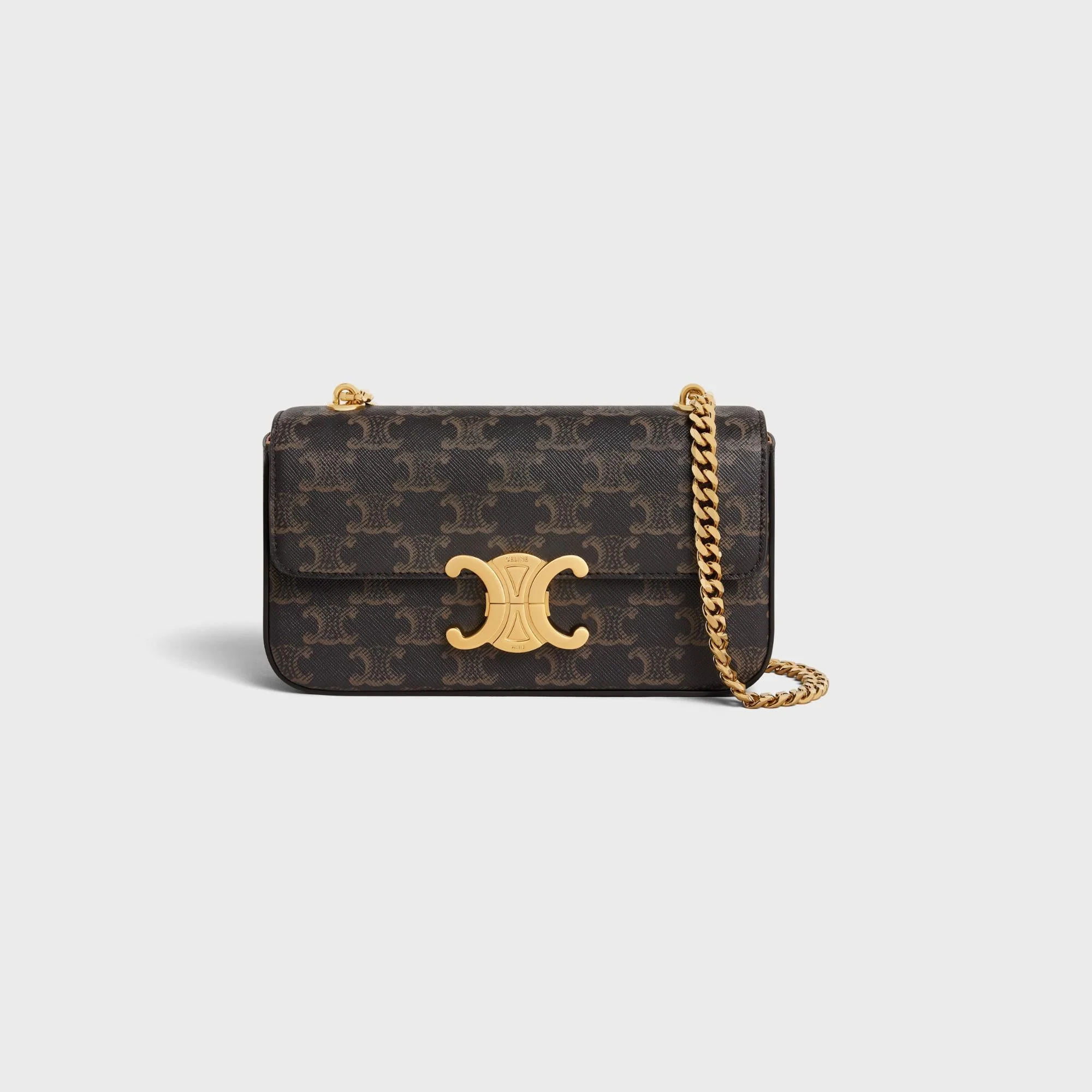 Triomphe Canvas Chain Shoulder Claude & Calfskin - Tan