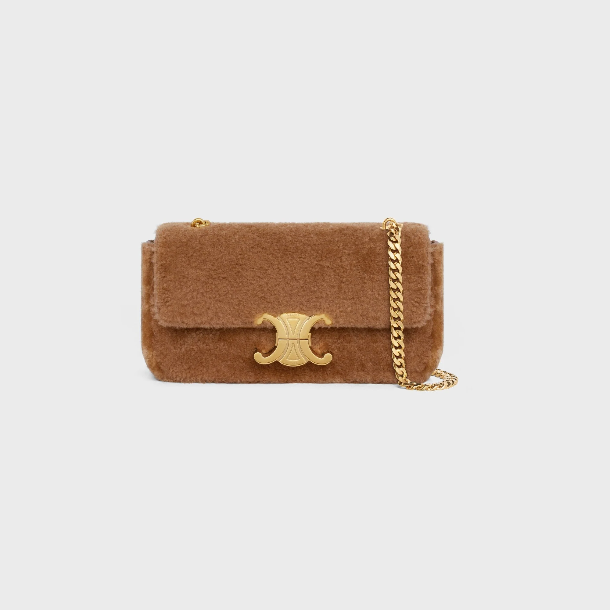 Claude Chain Shoulder Triomphe Shearling - Camel