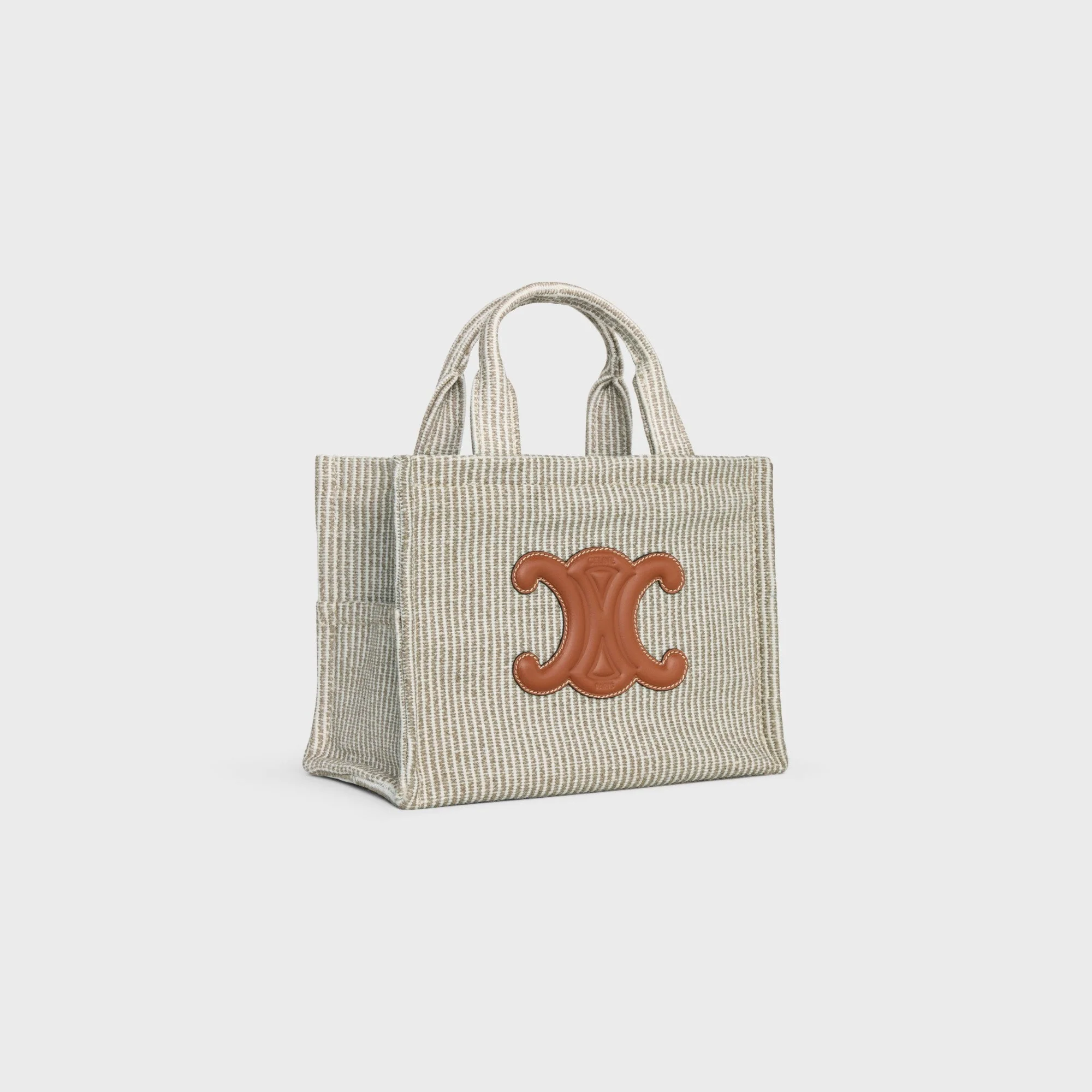 Thais Small Cabas Striped Textile & Calfsk - Beige - Image 2