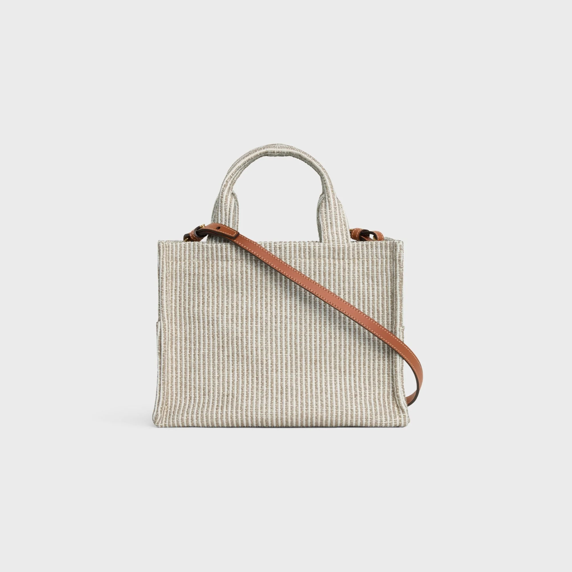 Thais Small Cabas Striped Textile & Calfsk - Beige - Image 3