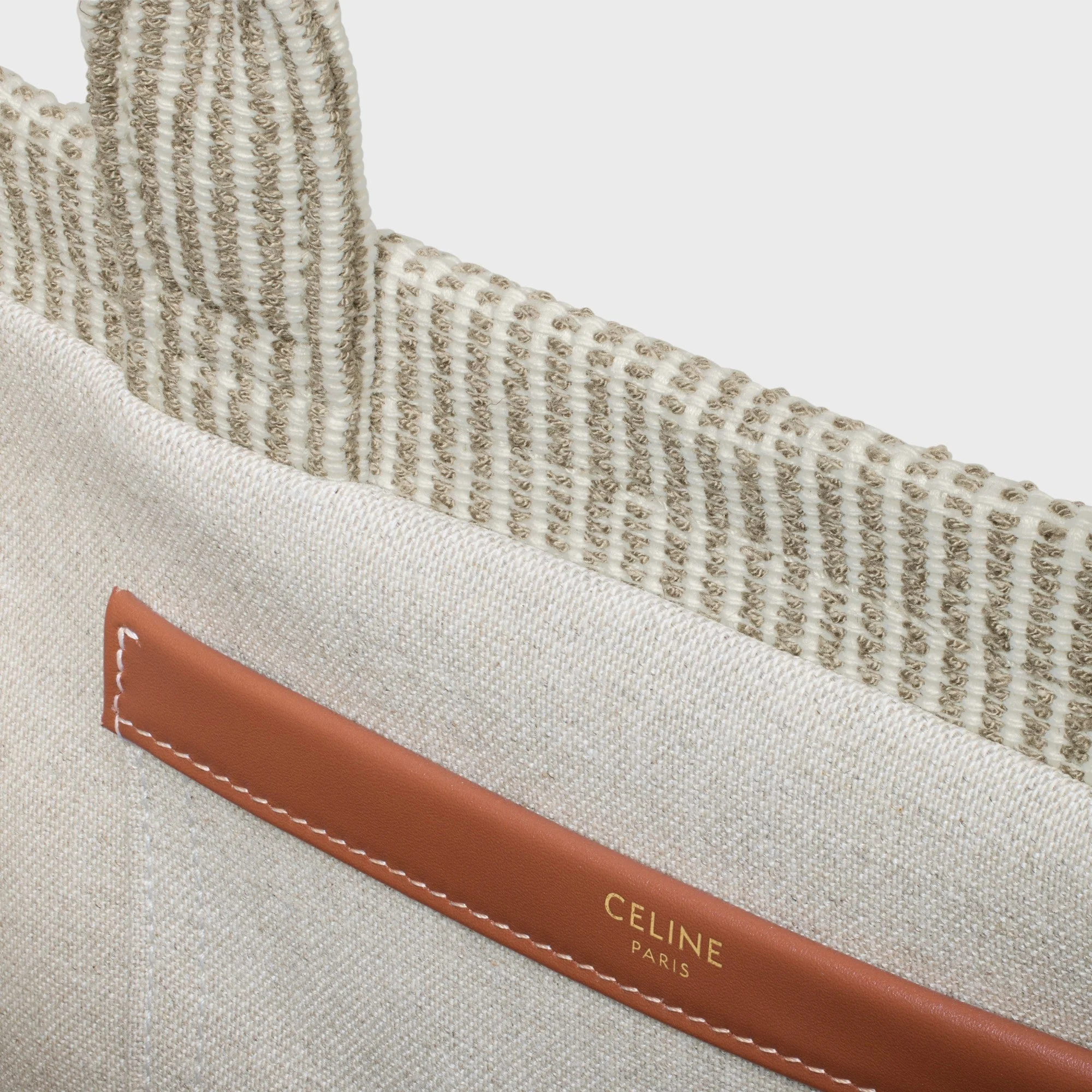 Thais Small Cabas Striped Textile & Calfsk - Beige - Image 4